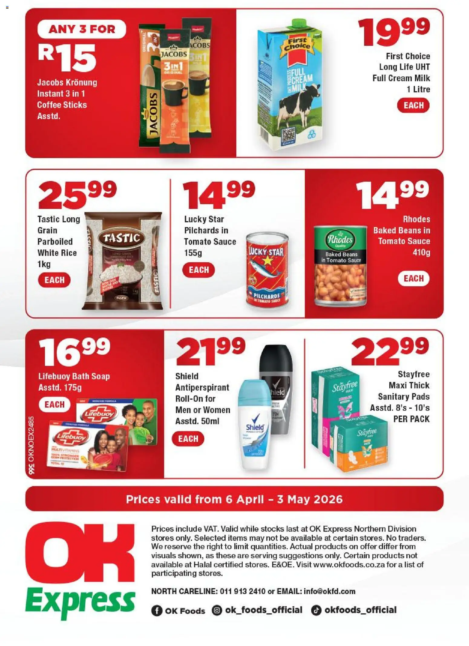 New OK Foods catalogue – valid from 06.04.2026 | Page: 4 | Products: Bath, Coffee, Tomato sauce, Antiperspirant