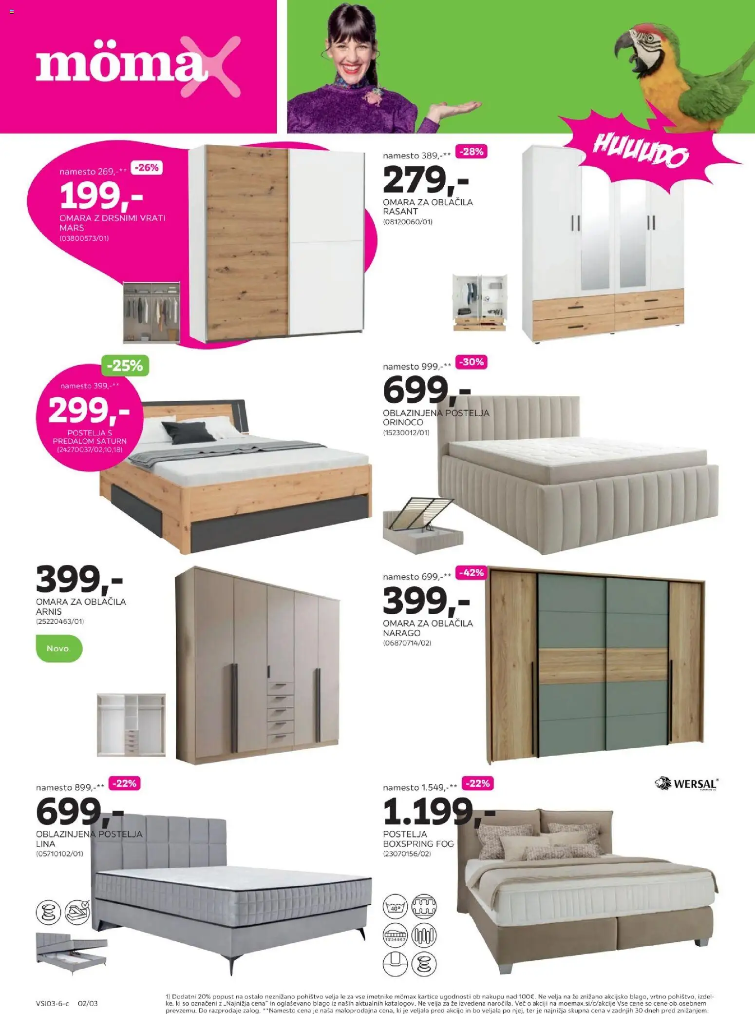 Novi Mömax katalog ponudbe – veljaven od 16.03.2026 | Stran: 2 | Izdelki: Pohištvo, Postelja, Omara, Oblacila