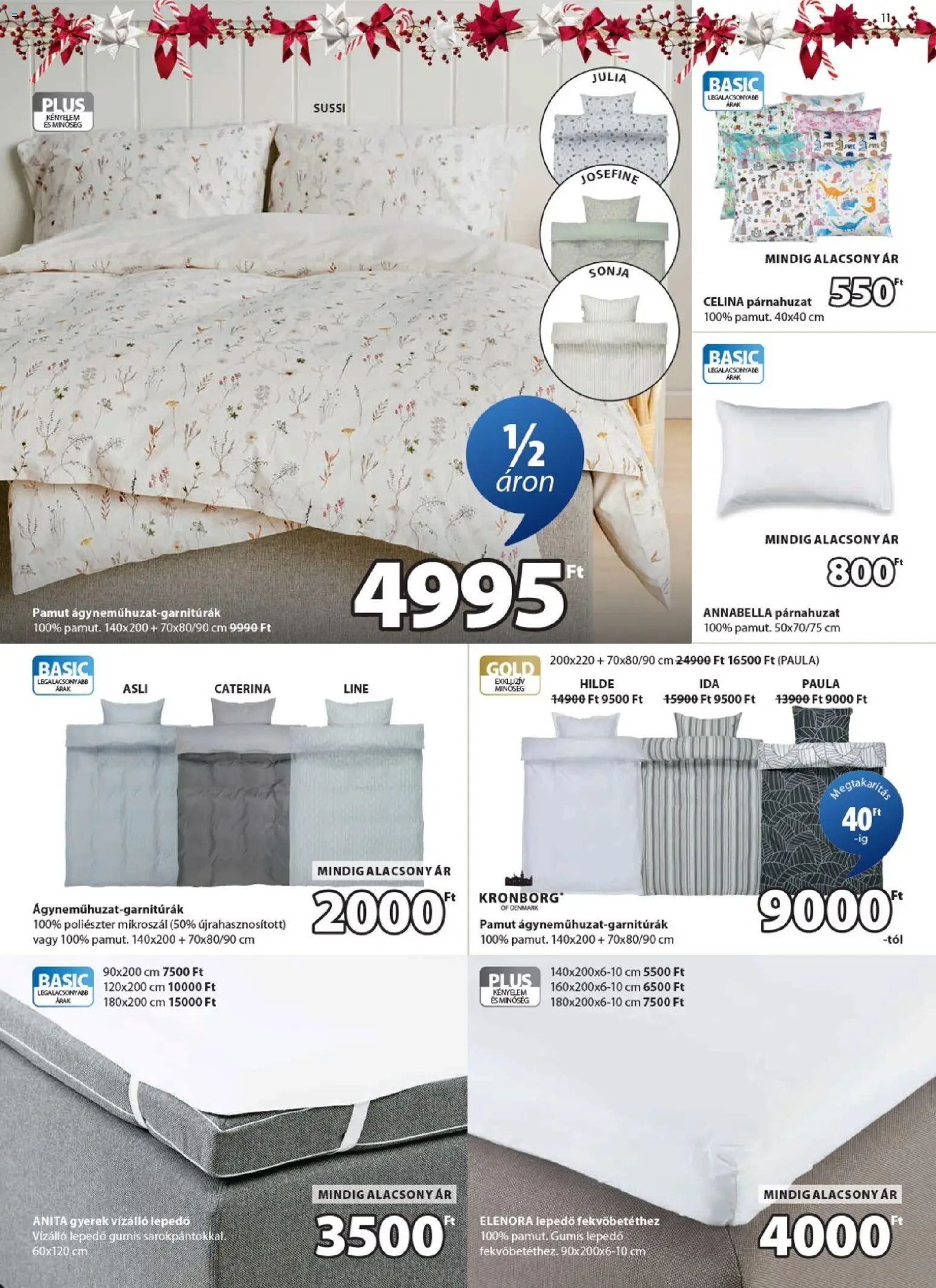 JYSK akciós ujság - amely érvényes a következő dátumtól: 10.12.2025 | Oldal: 11 | Termékek: Párnahuzat, Gumis lepedő, Lepedő