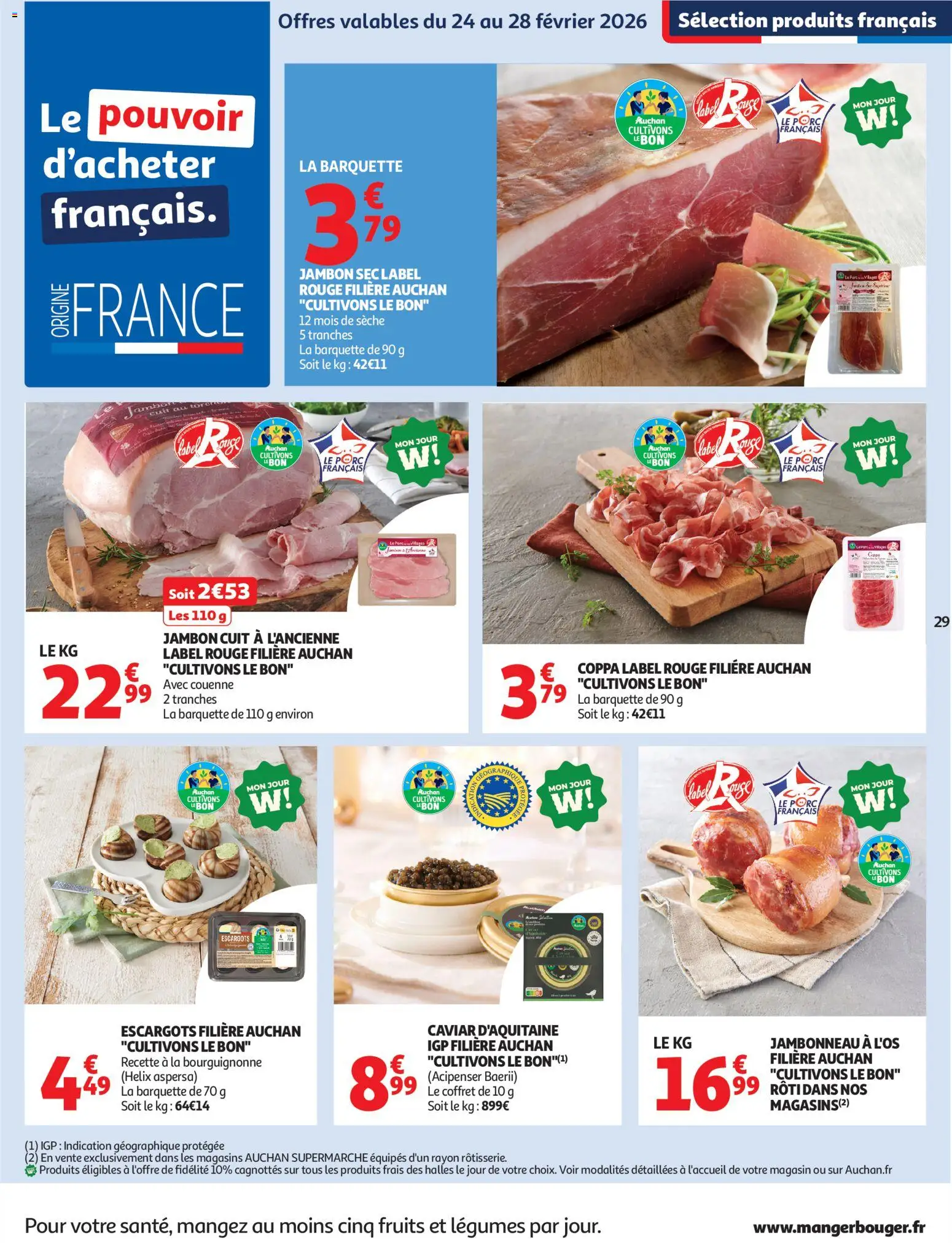 {H1} | Page: 29 | Produits: Caviar, Escargots, Jambon, Porc