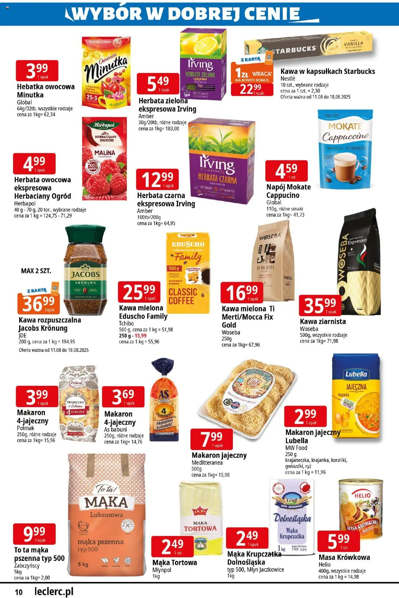 E.Leclerc Gazetka - Radom od 11.08.2025 | Strona: 10 | Produkty: Kawa rozpuszczalna, Tchibo, Cappuccino, Herbata