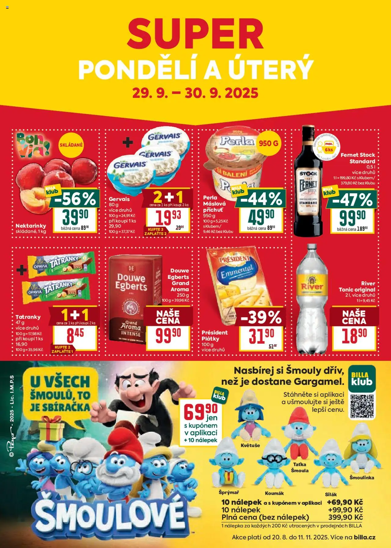 Billa Velký leták od 24.09.2025 | Strana: 34 | Produkty: Nektarinky, Tonic, Gervais, Fernet
