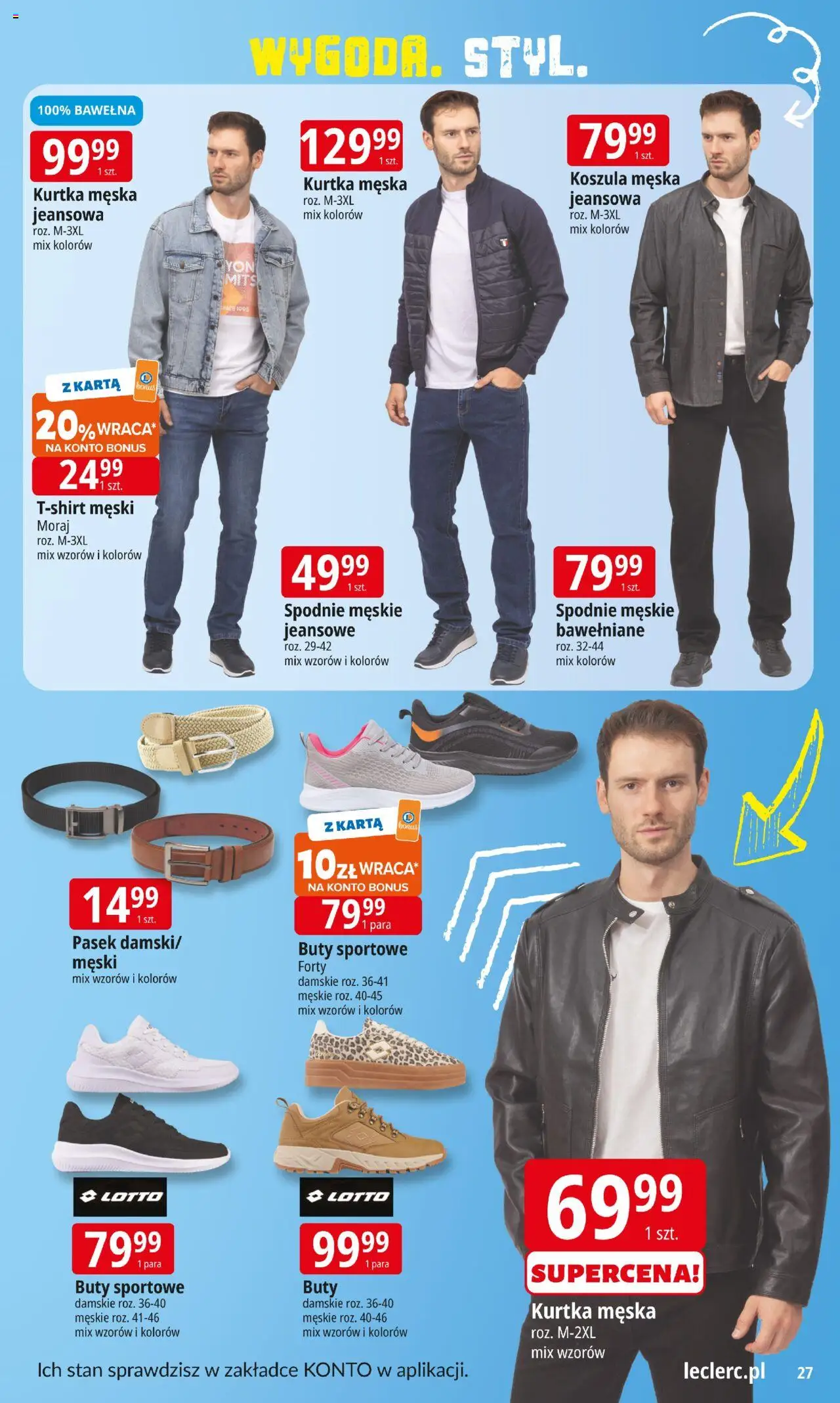 E.Leclerc Gazetka - Warszawa Ursynów od 12.08.2025 | Strona: 27 | Produkty: Buty sportowe, Koszula, Kurtka, Pasek