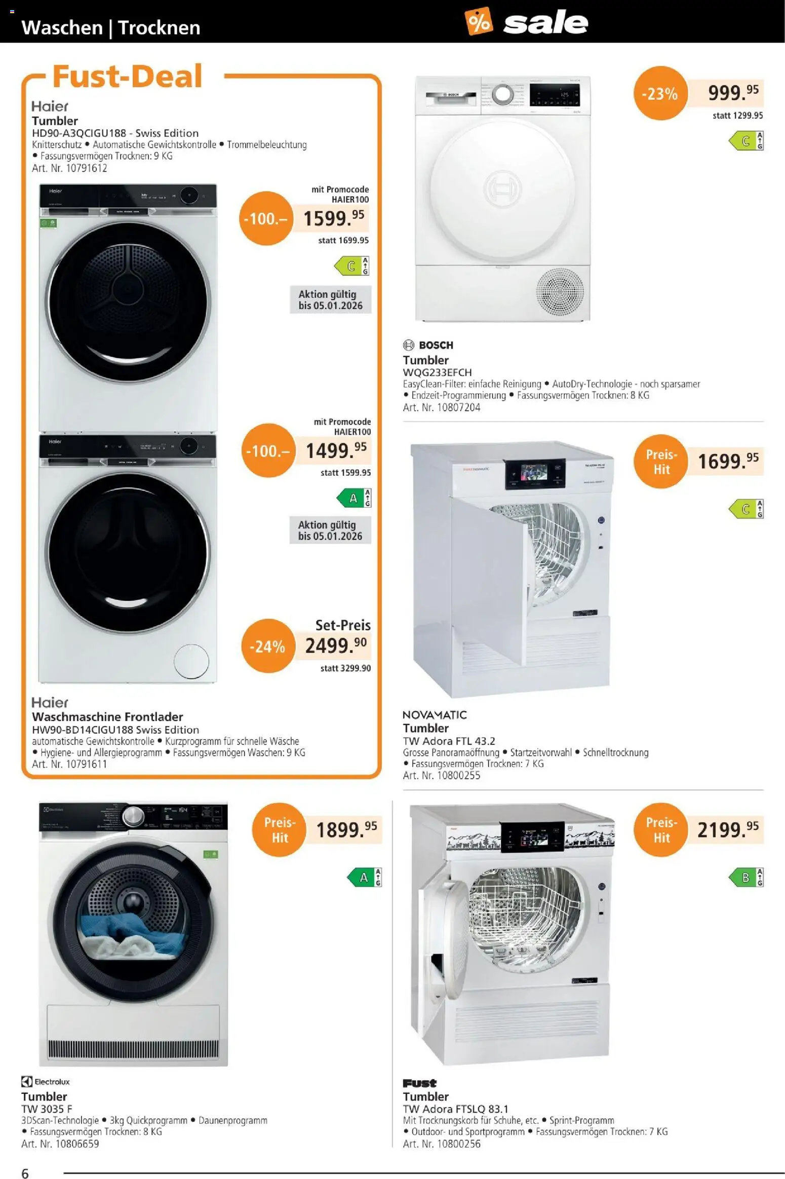 Fust Aktionen – gültig ab 25.12.2025 | Seite: 6 | Produkte: Waschmaschine, Bosch