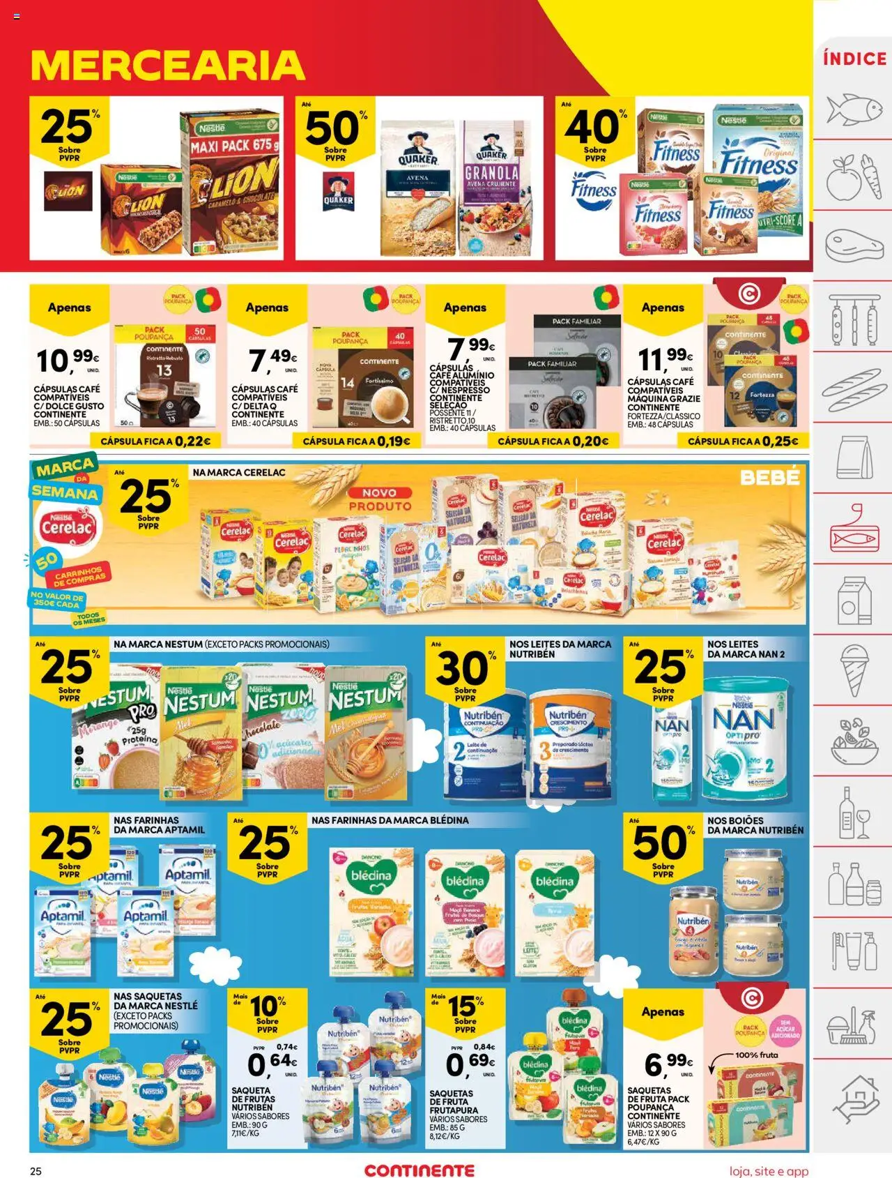 Continente folheto │ válido de 05.08.2025 | Página: 25 | Produtos: Chocolate, Açúcar, Dolce gusto, Proteina