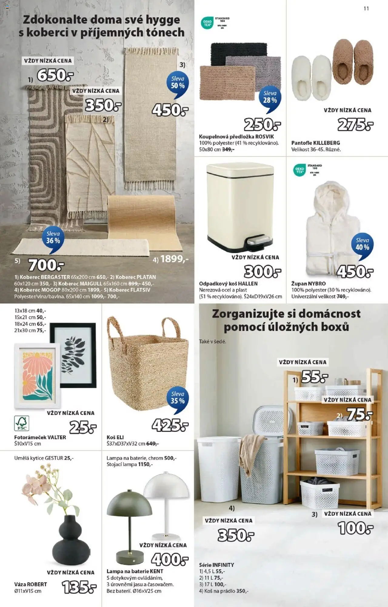 JYSK leták - Slevy od 29.09.2025 | Strana: 11 | Produkty: Koš na prádlo, Lampa na baterie, Baterie, Odpadkový koš