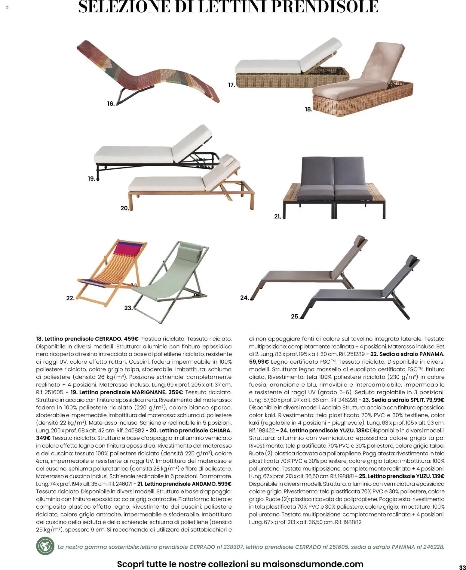 Volantino Maisons du Monde del 12.03.2026 | Pagina: 33 | Prodotti: Sdraio, Alluminio, Sedia a sdraio, Sedia