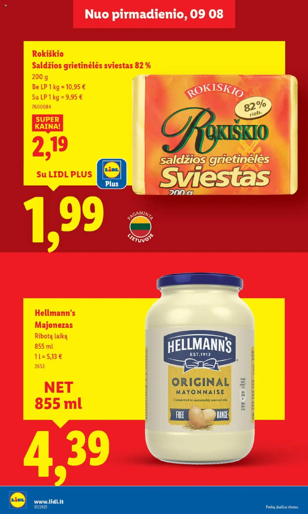 LIDL akcijos nuo 08.09.2025 | Puslapis: 20 | Prekių: Sviestas, Majonezas