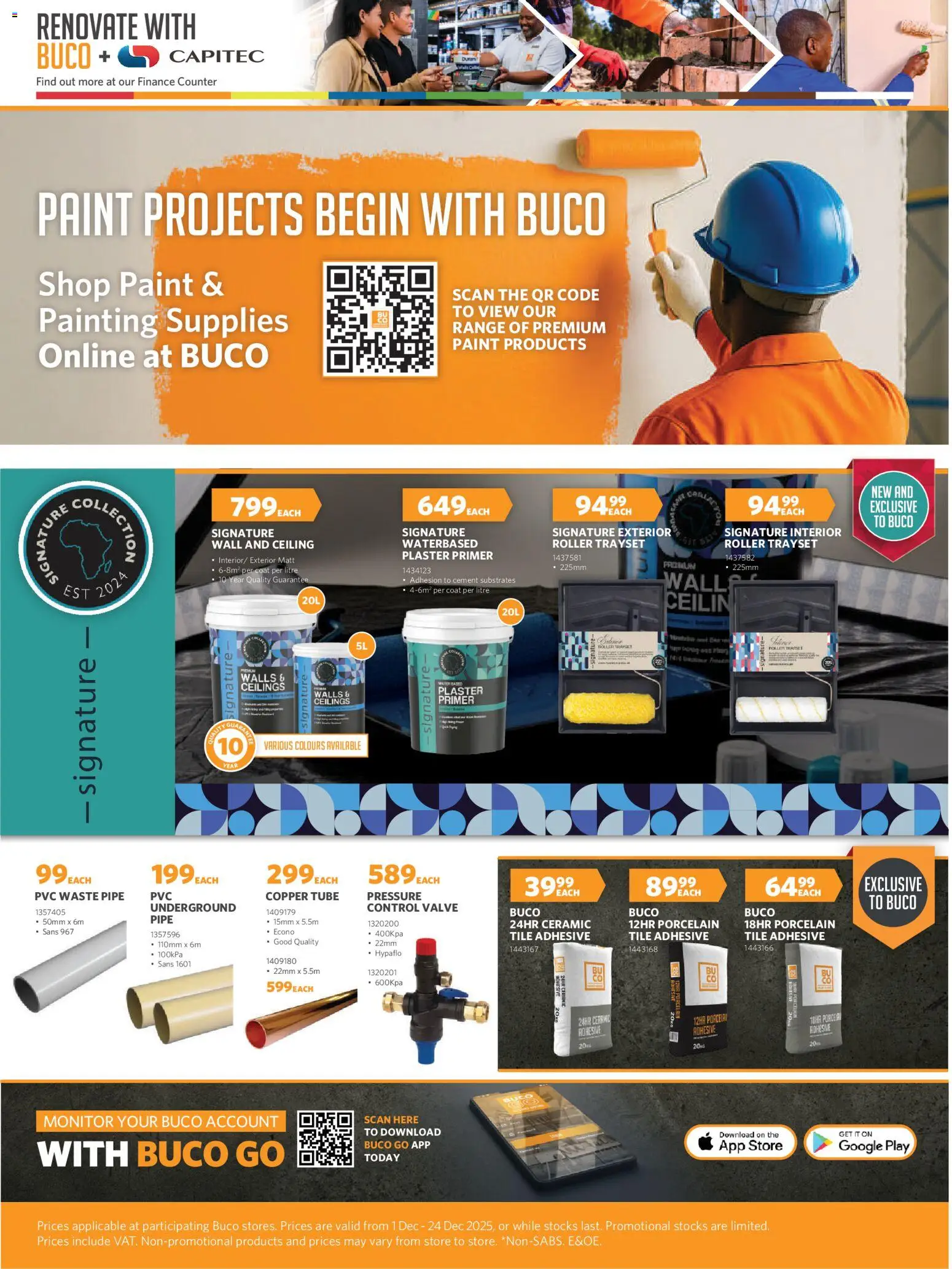 New BUCO catalogue – valid from 01.12.2025 | Page: 3 | Products: Plaster primer, Adhesive, Pipe, Plaster