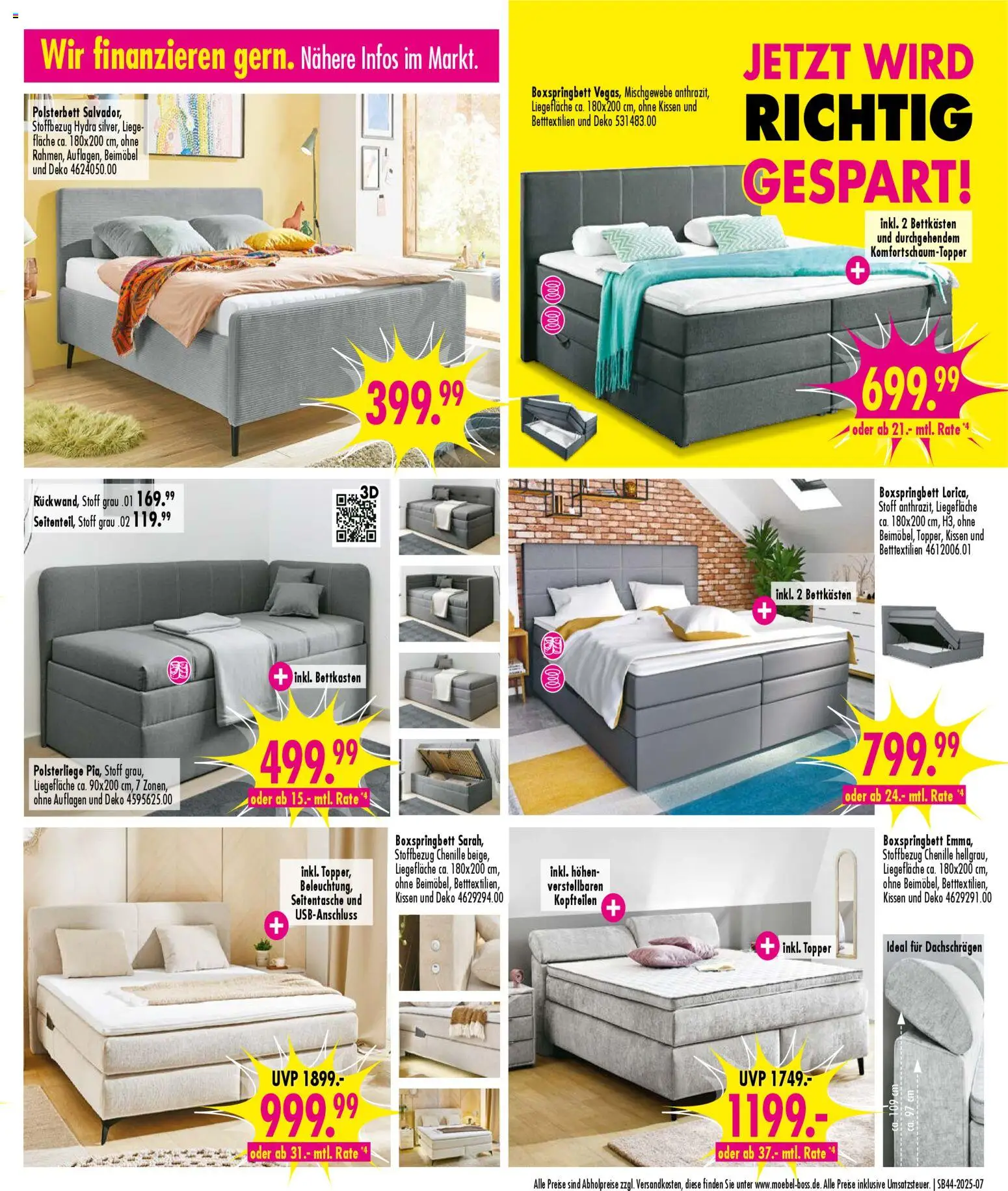 SB Möbel Boss Prospekt - Mainz	 – gültig ab 25.10.2025 | Seite: 7 | Produkte: Boxspringbett, Polsterbett, Liege, Topper