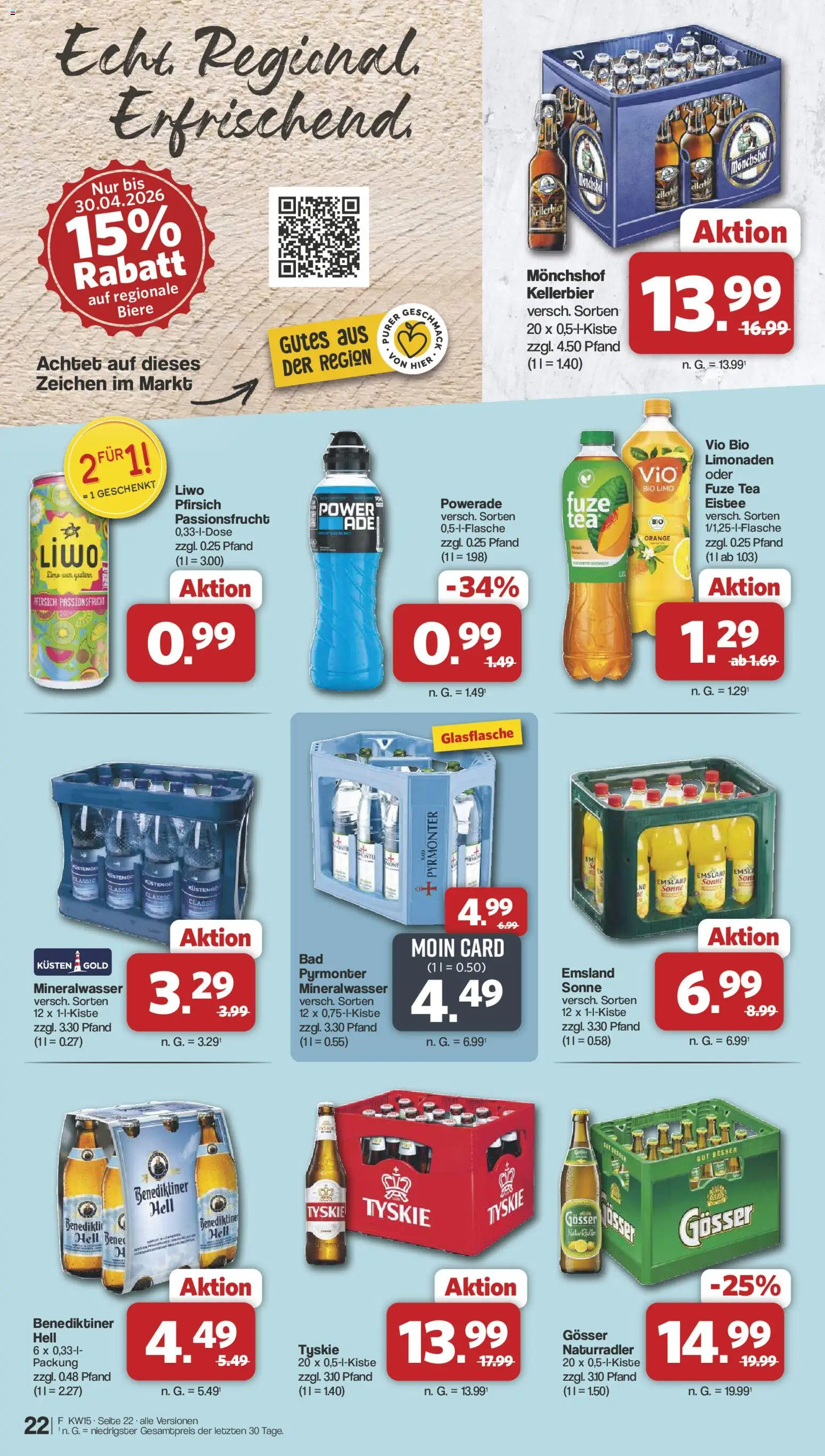 Famila Nordwest Prospekt 	 – gültig ab 07.04.2026 | Seite: 23 | Produkte: Monchshof, Tyskie, Benediktiner hell, Powerade