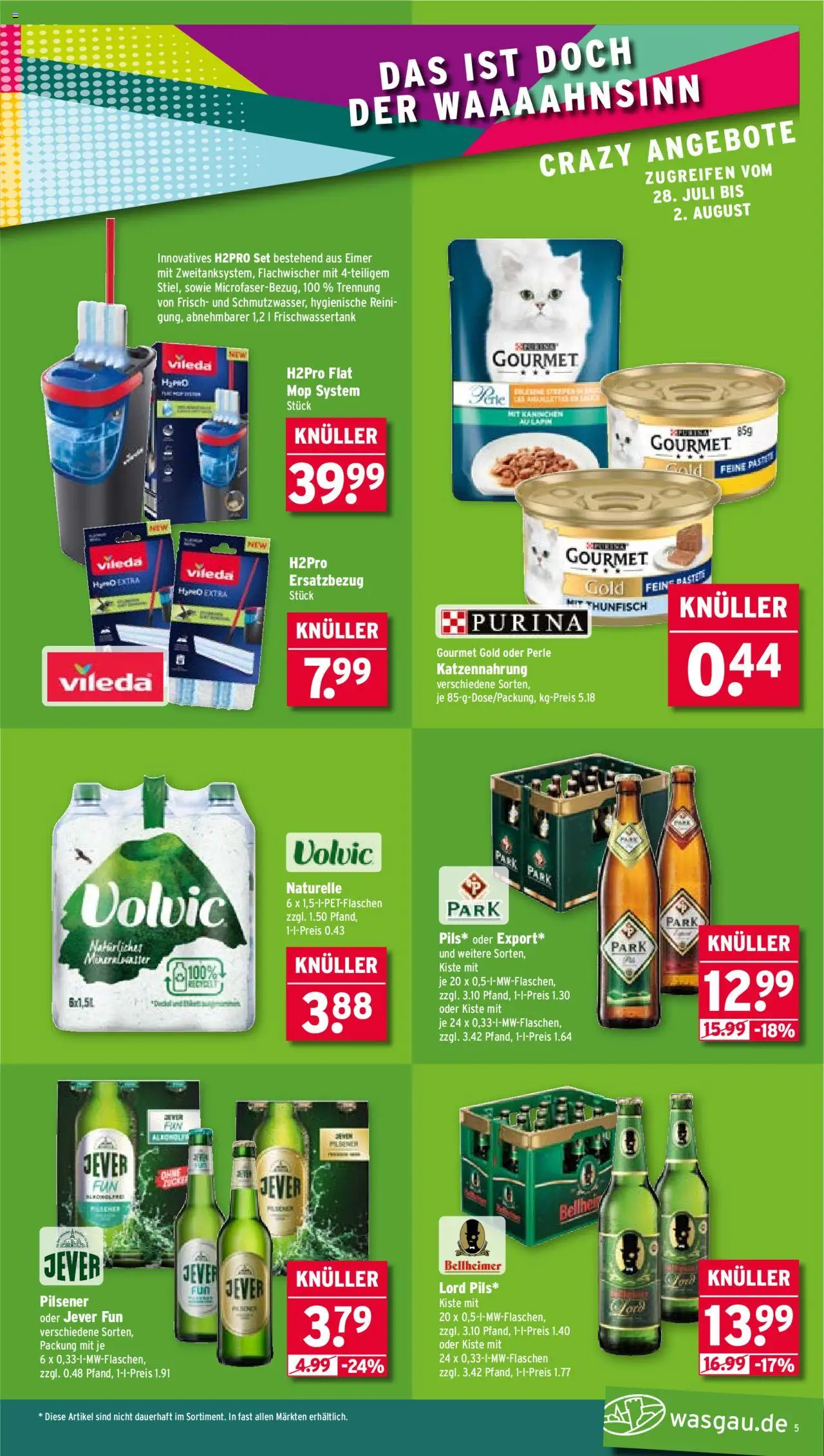 Wasgau Prospekt 	 - gültig ab dem 28.07.2025 | Seite: 5 | Produkte: Thunfisch, Kaninchen, Jever, Volvic