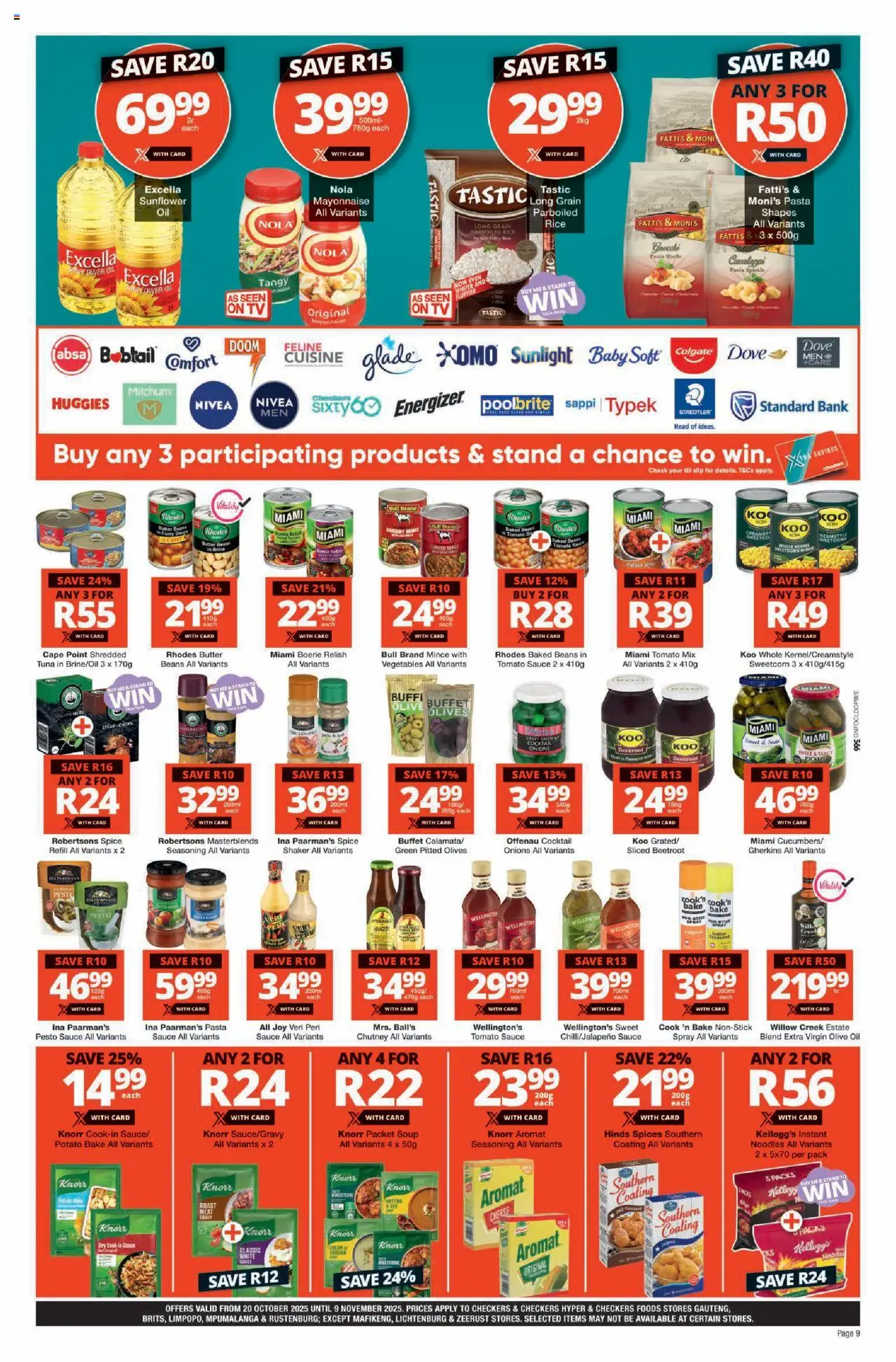 New Checkers catalogue – valid from 20.10.2025 | Page: 9 | Products: Tuna, Cheese, Chicken, Aromat