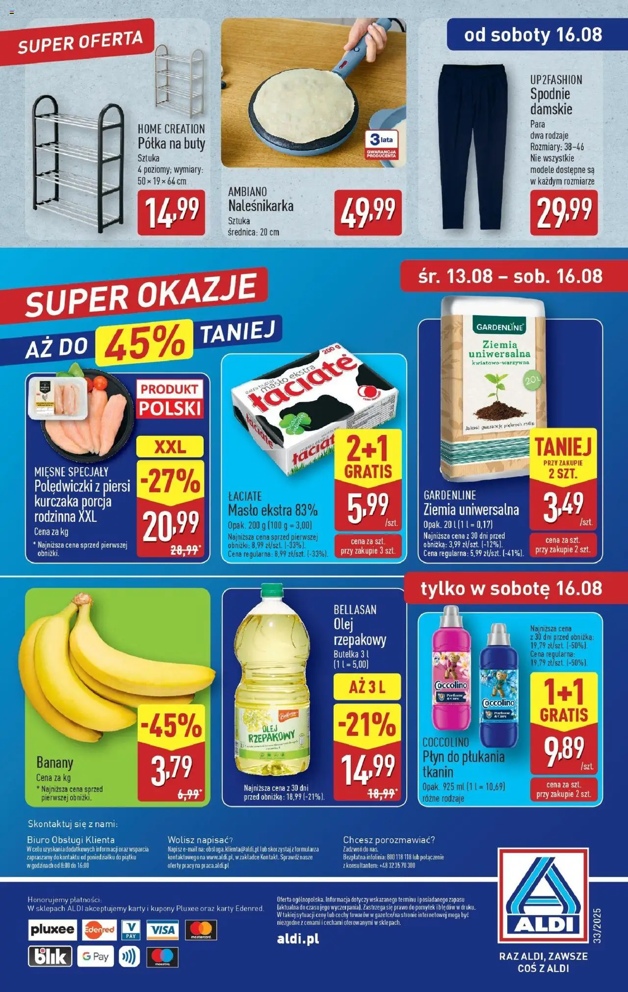 Aldi Gazetka - Od soboty od 15.08.2025 | Strona: 8 | Produkty: Ziemia uniwersalna, Półka, Masło, Banany