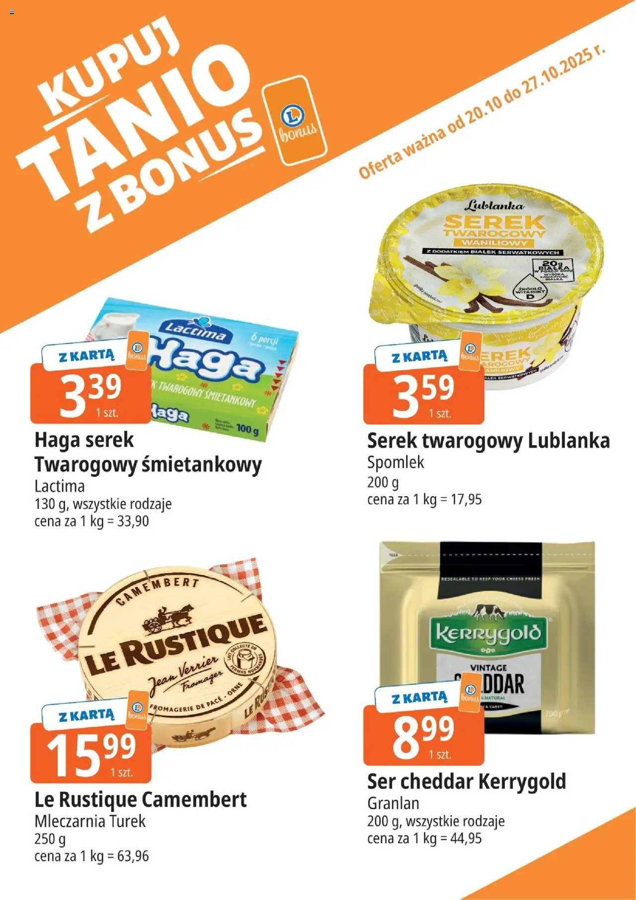 E.Leclerc Gazetka - Radom kupony dodatkowe od 20.10.2025 | Strona: 3 | Produkty: Karta, Serek, Cheddar, Ser cheddar