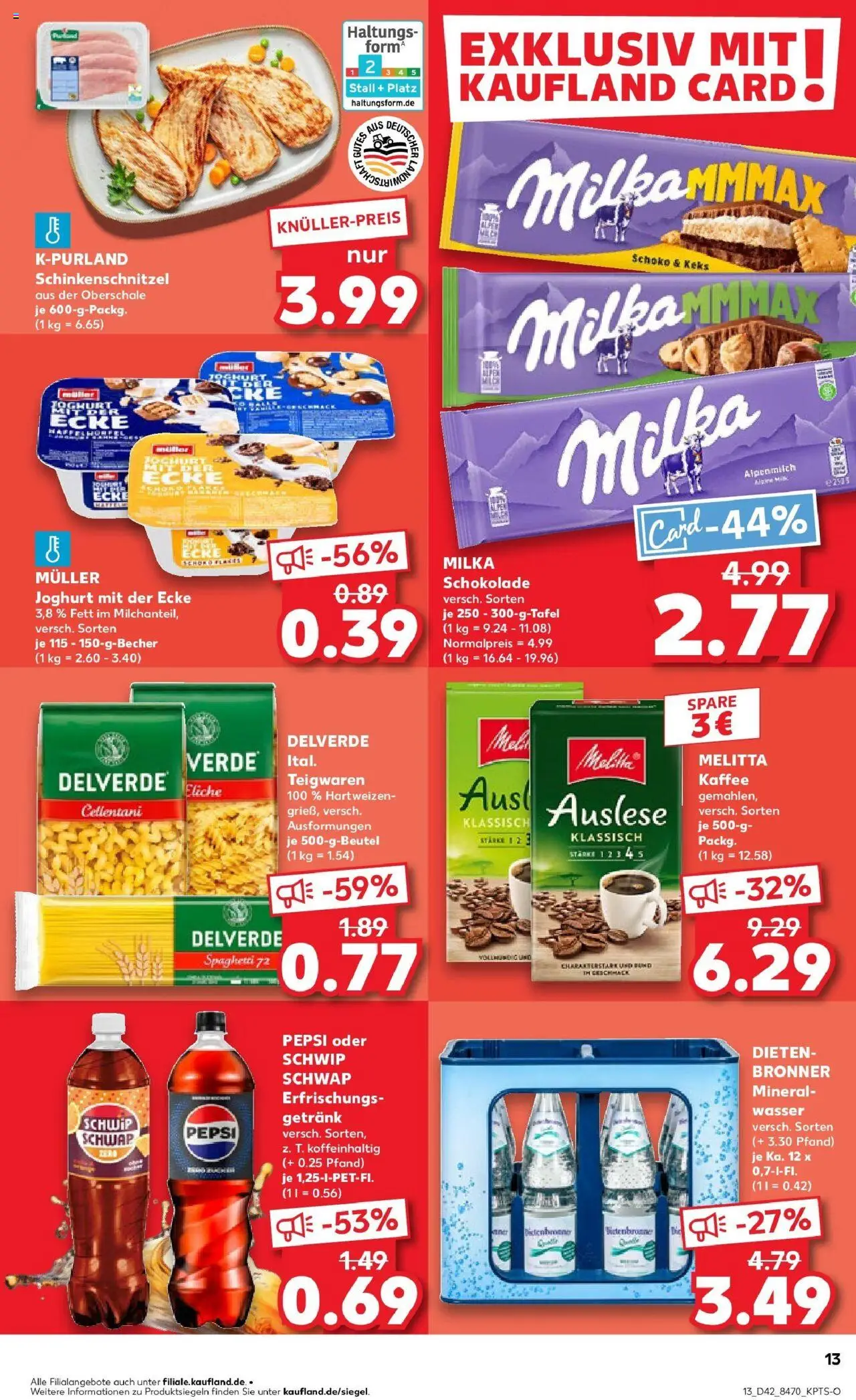 Kaufland prospekt Ehingen (Donau)	 – gültig ab 19.10.2025 | Seite: 13 | Produkte: Melitta kaffee, Milka schokolade, Mineralwasser, Wasser