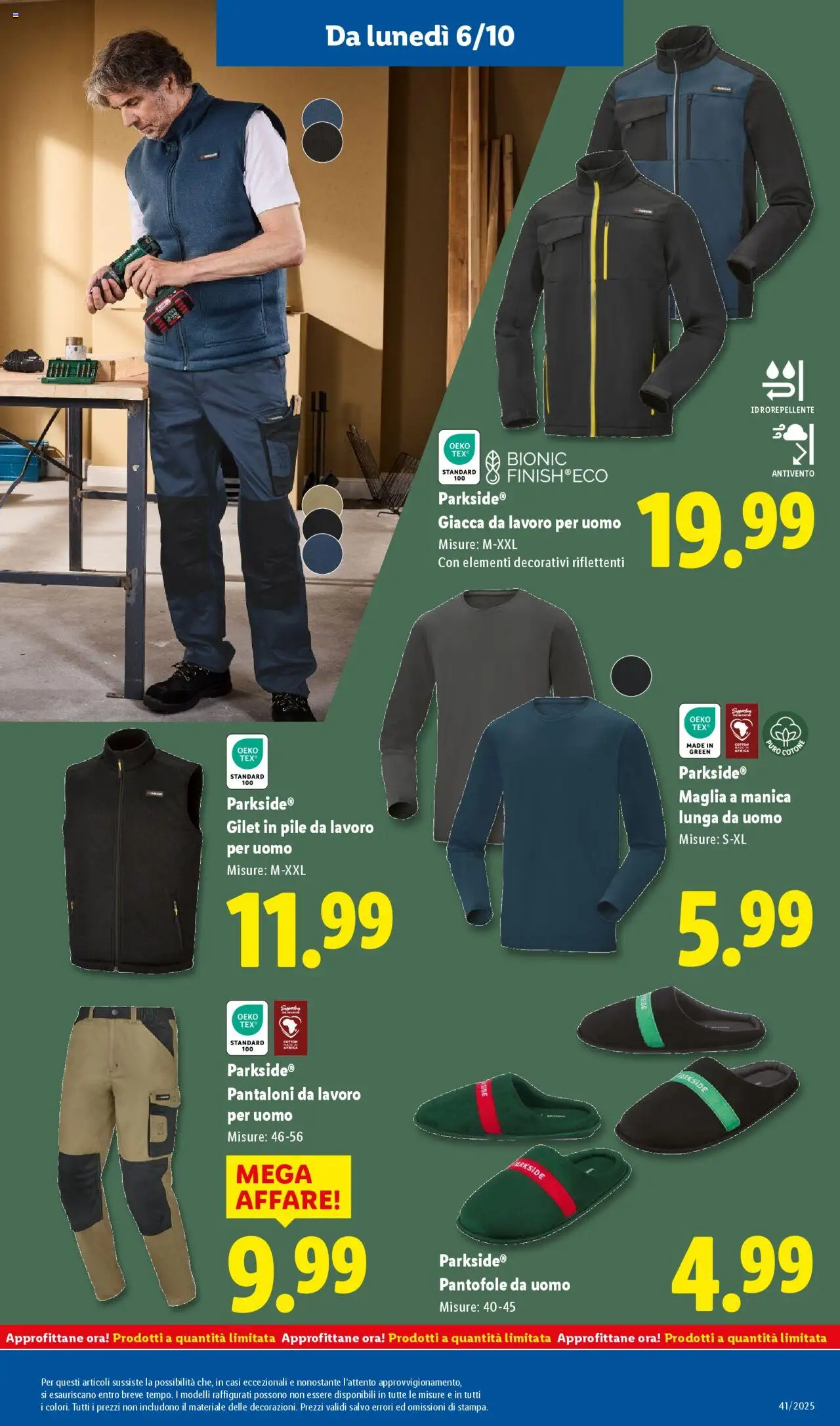 Volantino Lidl del 06.10.2025 | Pagina: 37 | Prodotti: Pile, Pantaloni, Pantofole, Gilet