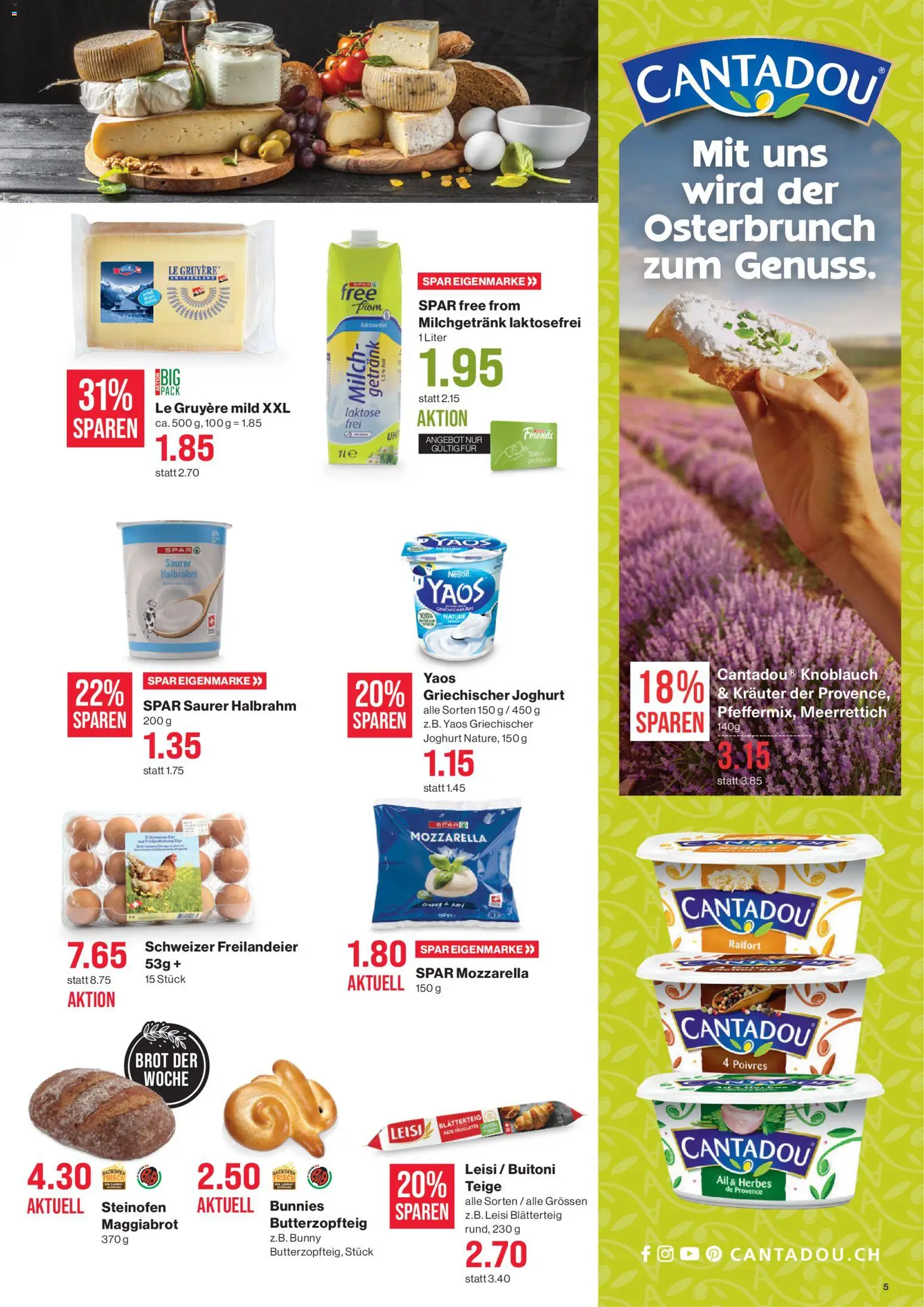 SPAR - SPAR Handels AG – gültig ab 26.03.2026 | Seite: 5 | Produkte: Joghurt, Brot, Saurer Halbrahm, Knoblauch