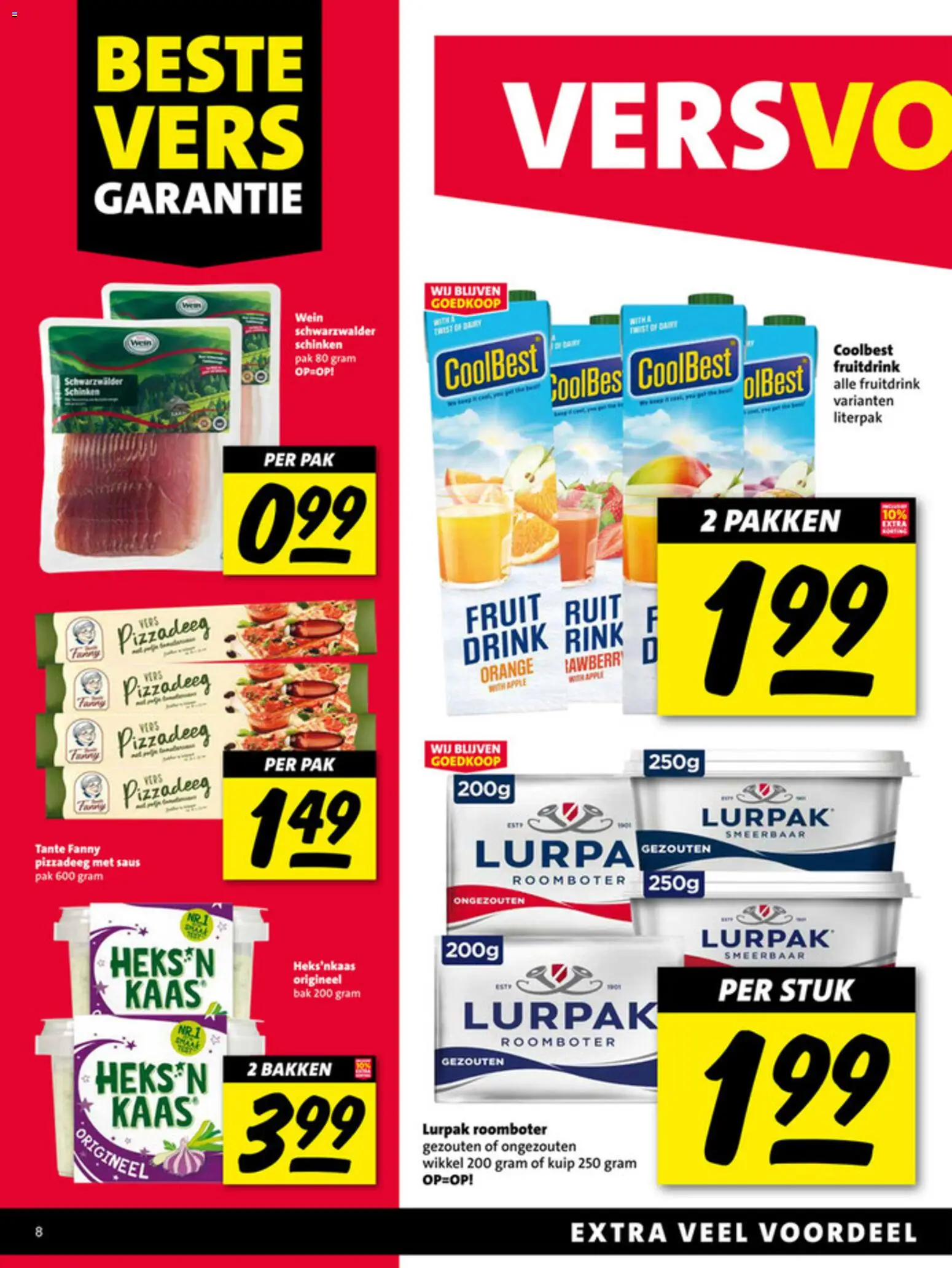 {H1} | Pagina: 8 | Producten: Kaas, Roomboter, Saus, Fruit