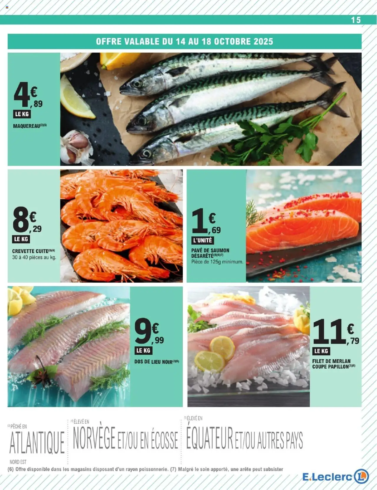 {H1} | Page: 15 | Produits: Pavé de saumon, Crevette cuite, Crevette, Saumon