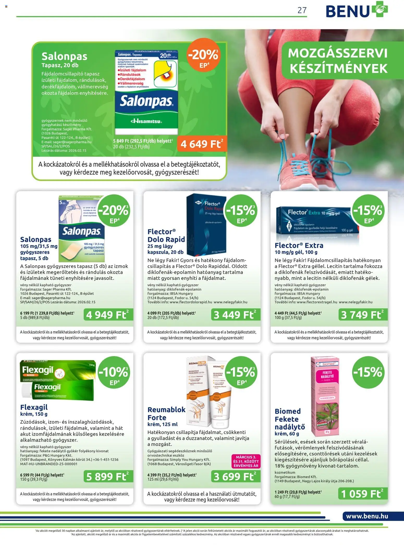 BENU Gyógyszertárak akciós ujság - amely érvényes a következő dátumtól: 01.03.2026 | Oldal: 27