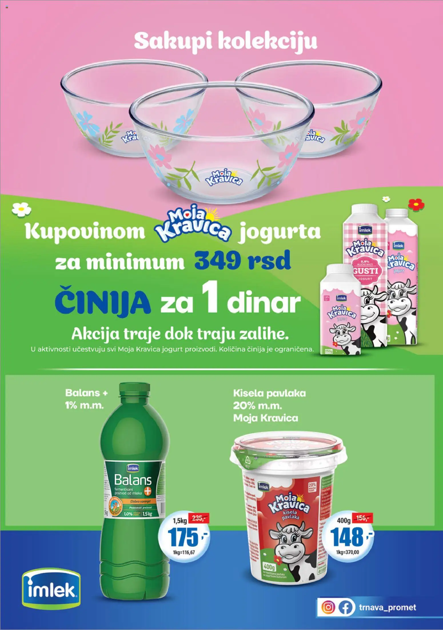 Trnava Promet katalog - važi od 02.04.2026 | Strana: 7 | Proizvode: Kisela pavlaka, Moja kravica, Jogurt, Pavlaka