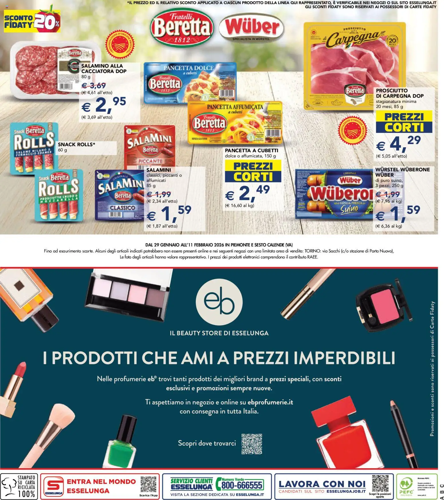 Volantino Esselunga S del 29.01.2026 | Pagina: 29 | Prodotti: Salame, Suino, Prosciutto, Wurstel