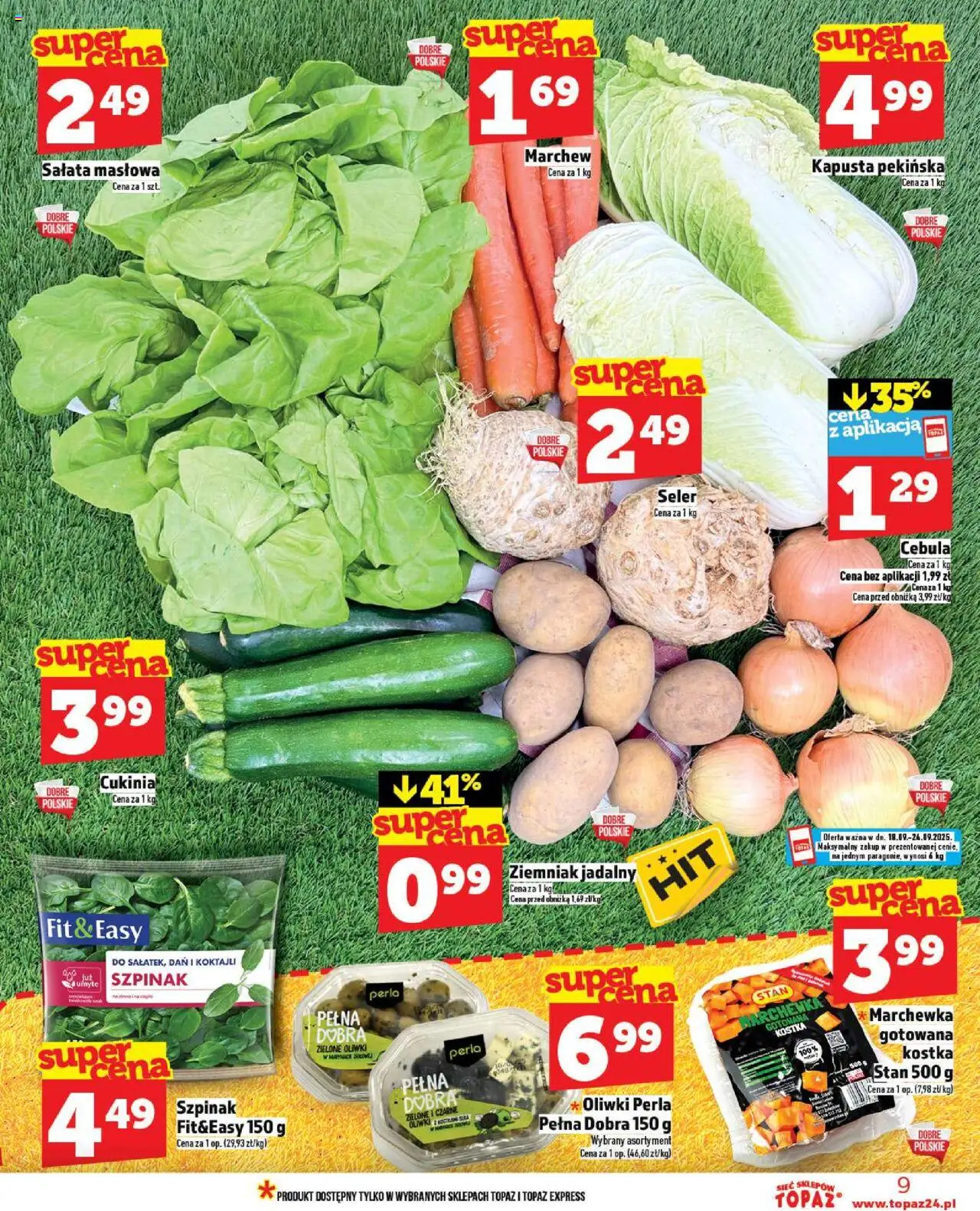 Topaz Gazetka - Ceny małe na stałe od 18.09.2025 | Strona: 9 | Produkty: Kapusta, Kapusta pekińska, Cukinia, Marchewka