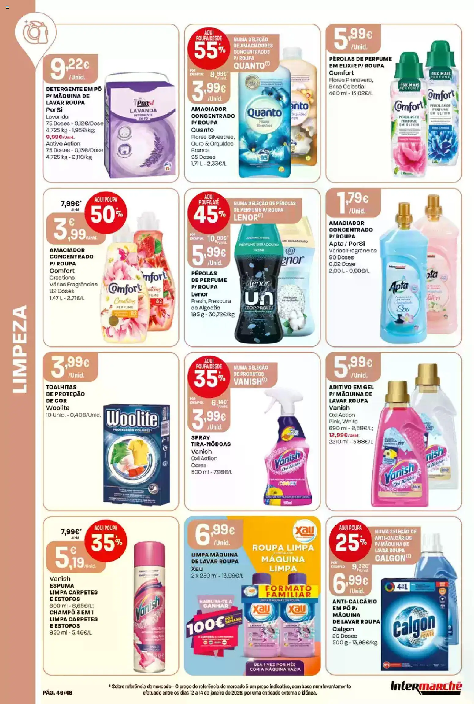 Intermarché folheto │ válido de 19.02.2026 | Página: 46 | Produtos: Flores, Algodão, Base, Detergente