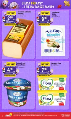 Pogląd oferty "POLOmarket gazetka - Frikasowe Hity" - ważna od 01.04.2026 | Strona: 4 | Produkty: Ser dojrzewający, Margaryna, Ser, Mozzarella