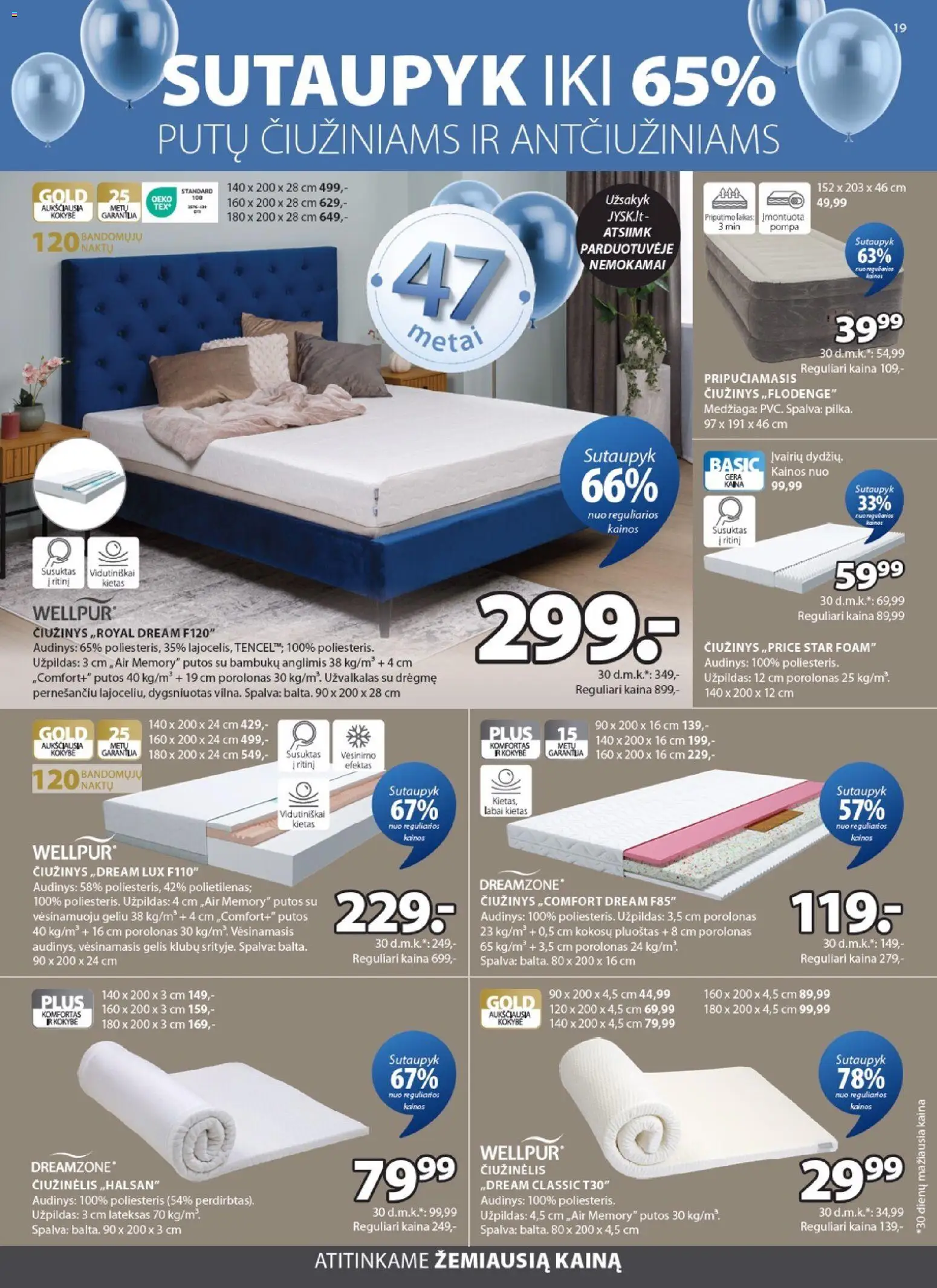 JYSK akcijos nuo 31.03.2026 | Puslapis: 19 | Prekių: Čiužinys, Užvalkalas