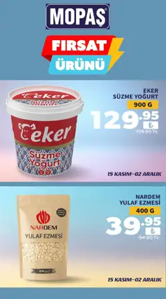 15.11.2025 tarihinden itibaren geçerli olan Mopaş kataloğu önizlemesi | Sayfa: 4 | Ürünler: Yoğurt, Yulaf
