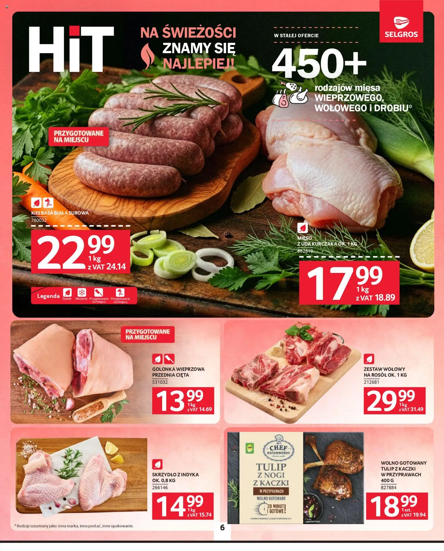 Selgros cash&carry Gazetka od 08.01.2026 | Strona: 6 | Produkty: Kiełbasa, Mięso z uda kurczaka, Mięso, Golonka wieprzowa