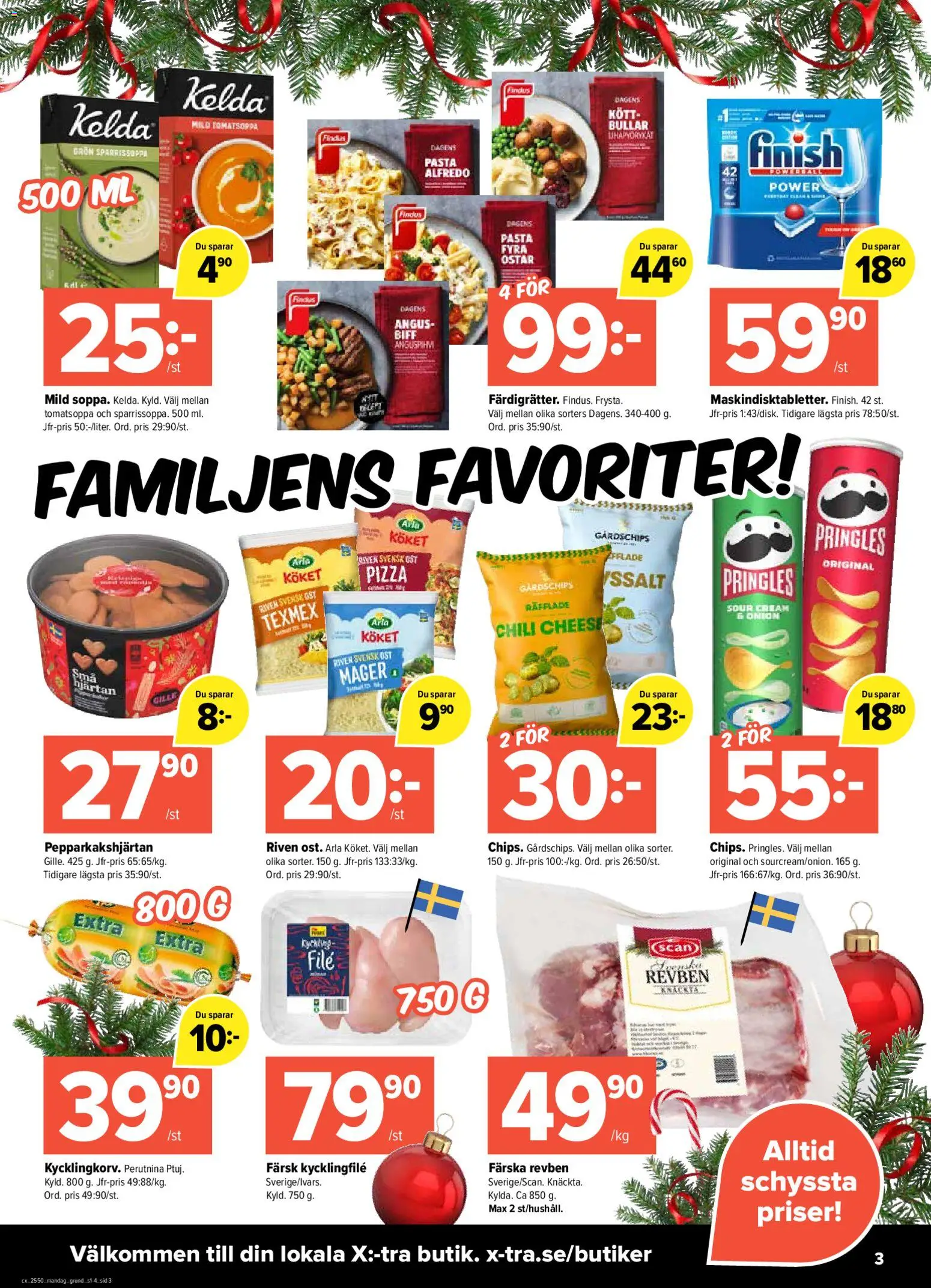Coop X:-TRA reklamblad aktuell från 08.12.2025 | Sida: 3 | Produkter: Pringles, Chili, Pizza, Pasta