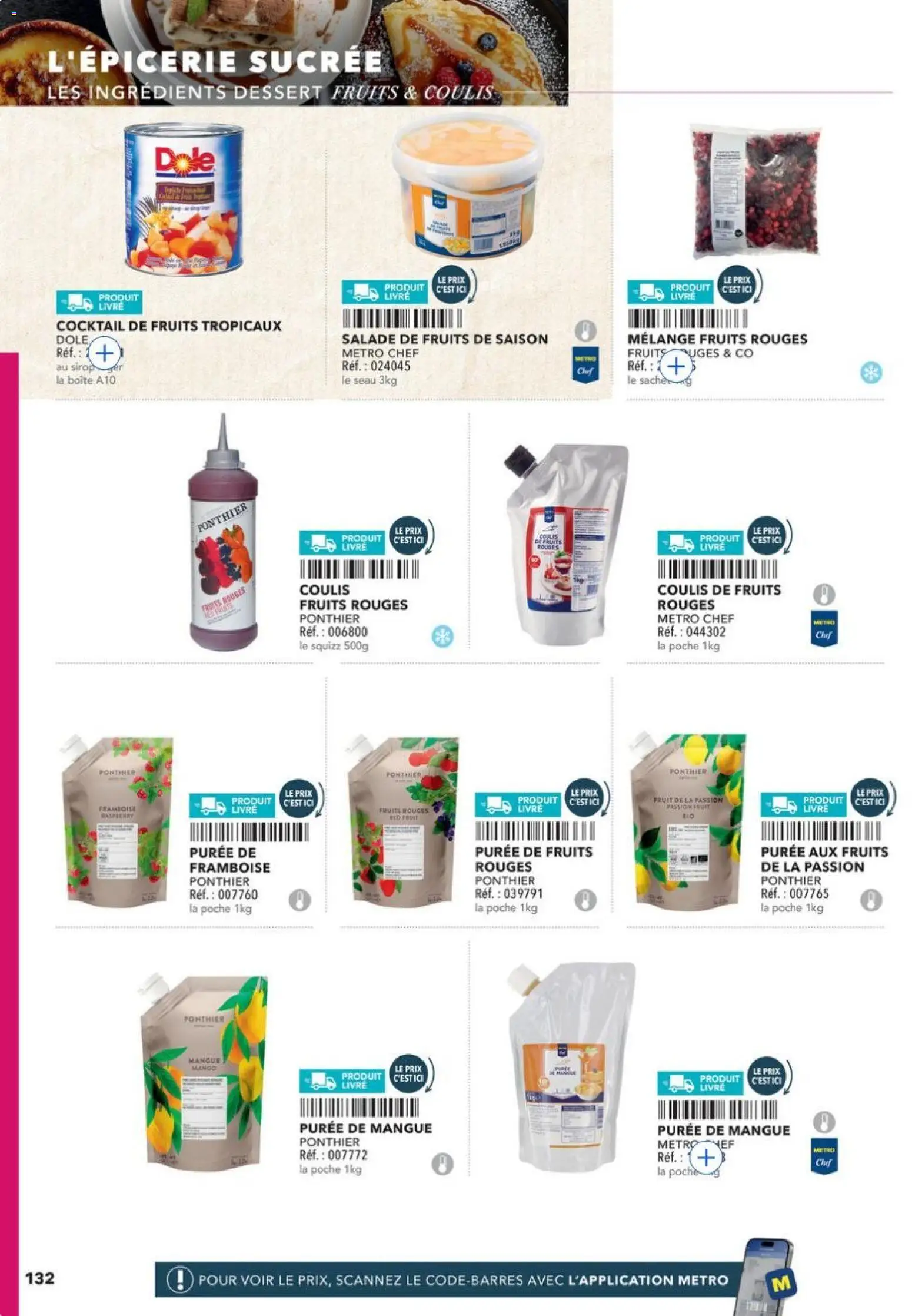 {H1} | Page: 132 | Produits: Salade, Fruit de la passion, Mangue, Livre