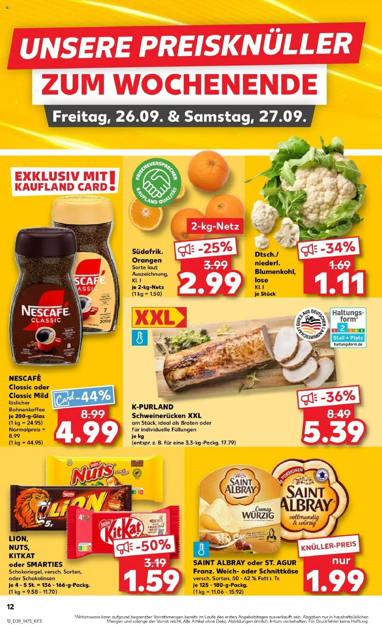 Kaufland prospekt Bad Salzungen	 – gültig ab 25.09.2025 | Seite: 12 | Produkte: Nescafe, Orangen, Nescafe classic, Schweinerucken