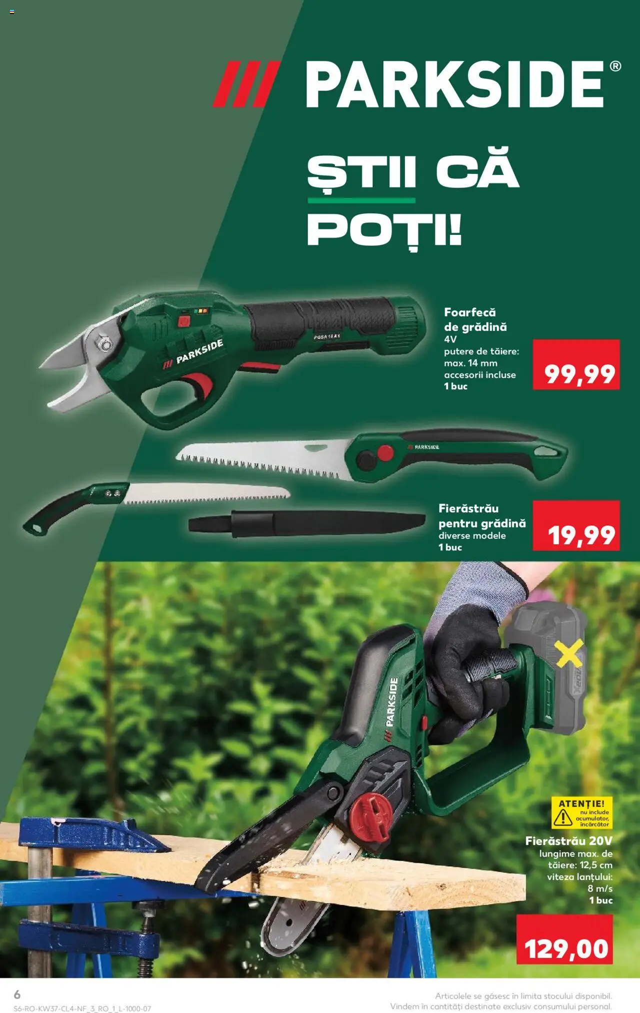 Kaufland RO akciós ujság - amely érvényes a következő dátumtól: 10.09.2025 | Oldal: 6 | Termékek: Parkside
