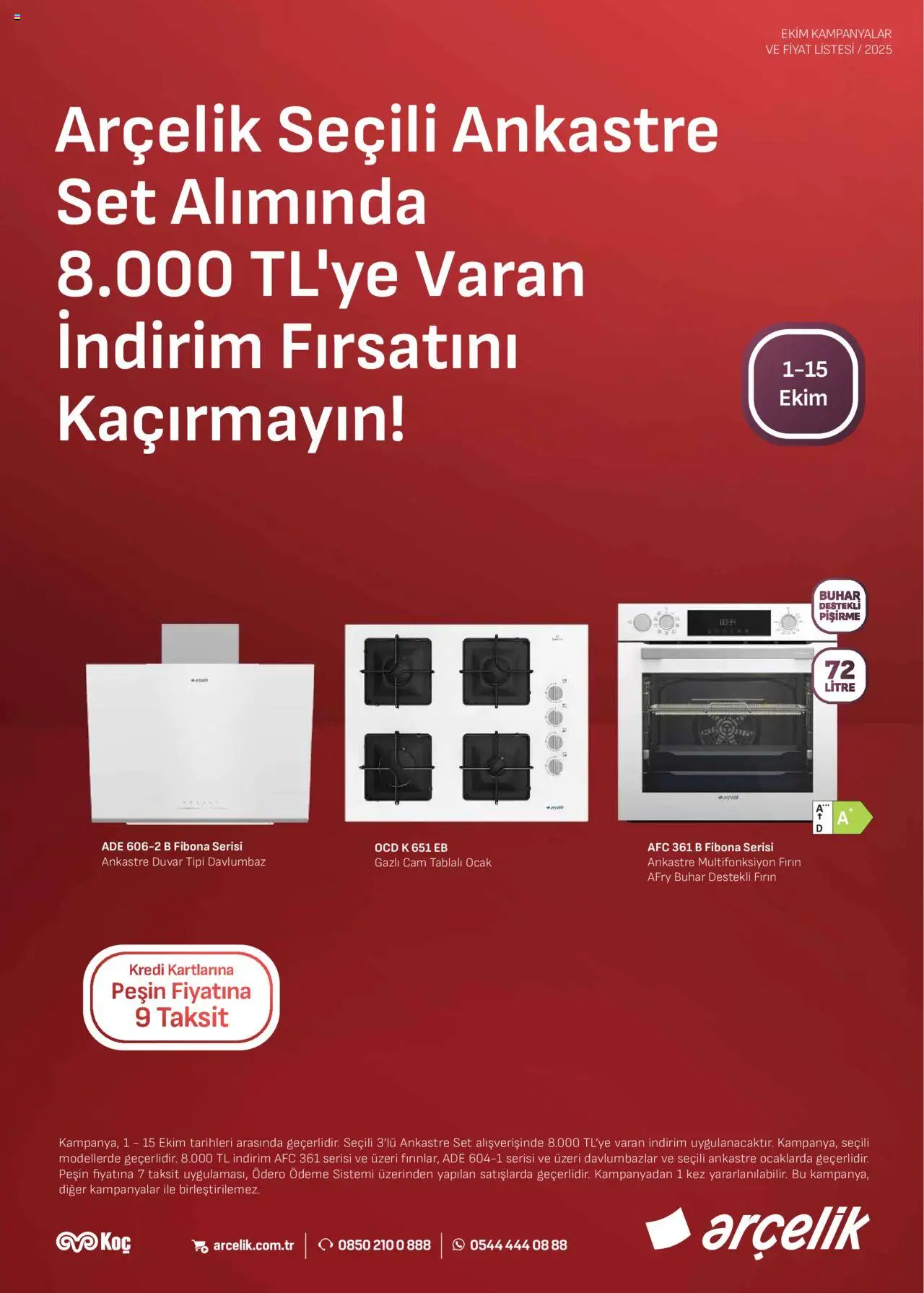 Arçelik Ankastre Kataloğu - 01.10.2025 tarihinden itibaren geçerlidir | Sayfa: 3 | Ürünler: Davlumbaz, Fırın, Ocak