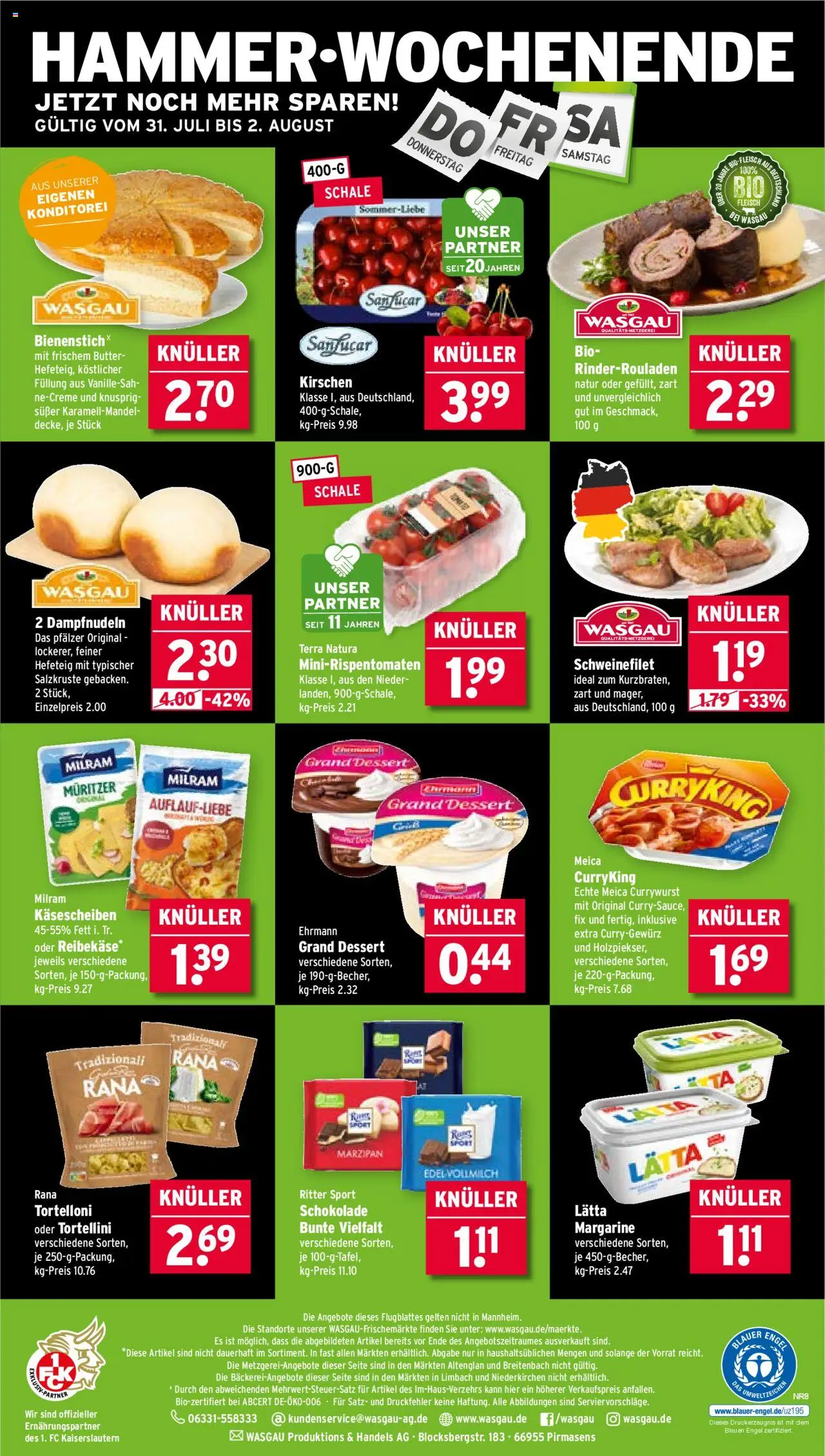 Wasgau Prospekt 	 - gültig ab dem 28.07.2025 | Seite: 28 | Produkte: Meica, Kirschen, Schweinefilet, Milram