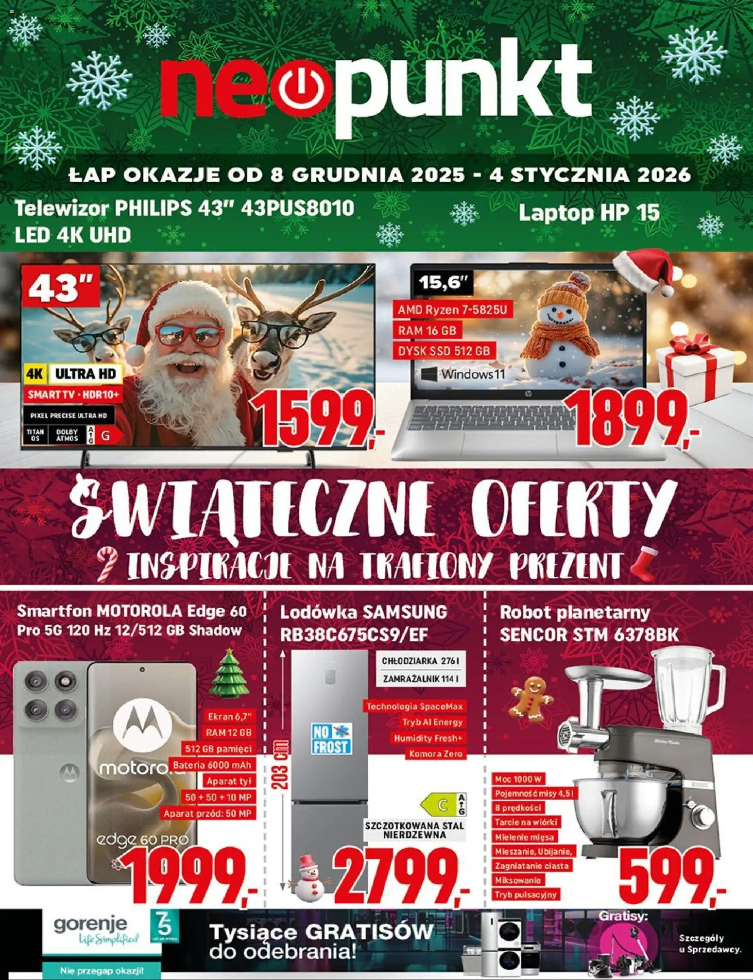 Neopunkt Gazetka od 08.12.2025 | Strona: 1 | Produkty: Laptop, Telewizor, Dysk, Bateria