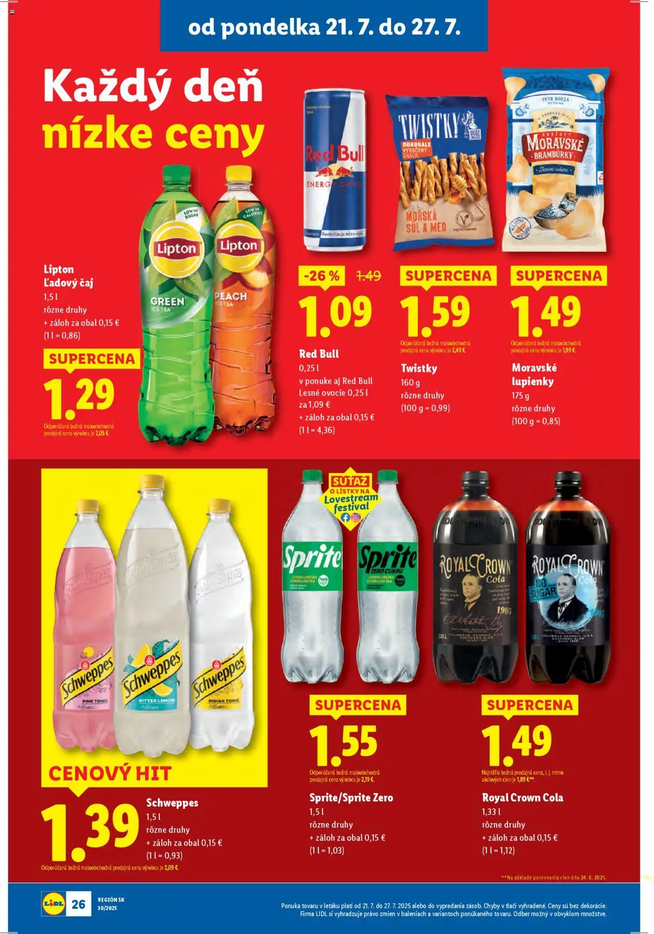 Lidl leták │ platný od 21.07.2025 | Strana: 32 | Produkty: Sprite, Med, Cola, Ovocie