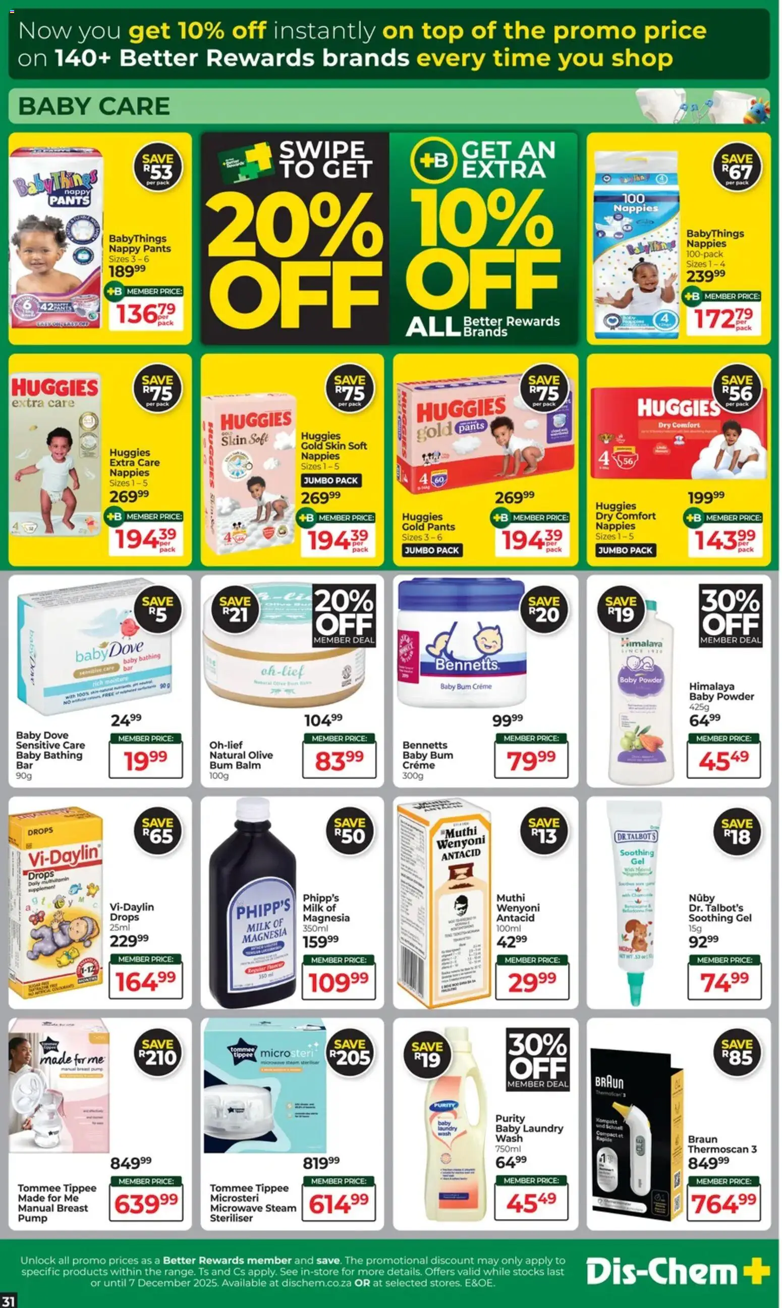 New Dis-Chem catalogue – valid from 18.11.2025 | Page: 31 | Products: Pants, Milk, Powder, Nappies