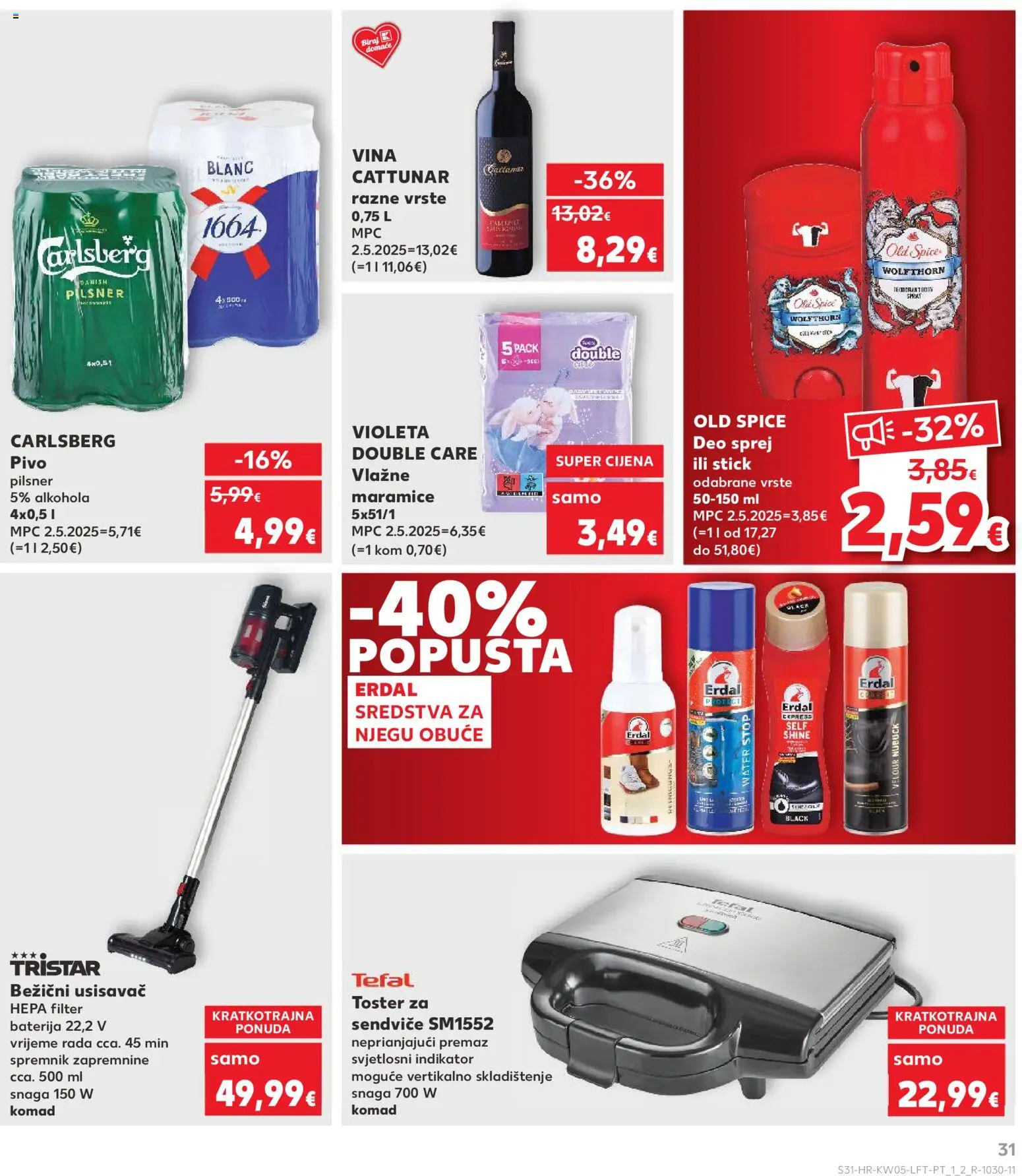 Kaufland katalog | vrijedi od 28.01.2026 | Stranica: 31 | Proizvodi: Usisavač, Vlažne maramice, Pivo, Violeta