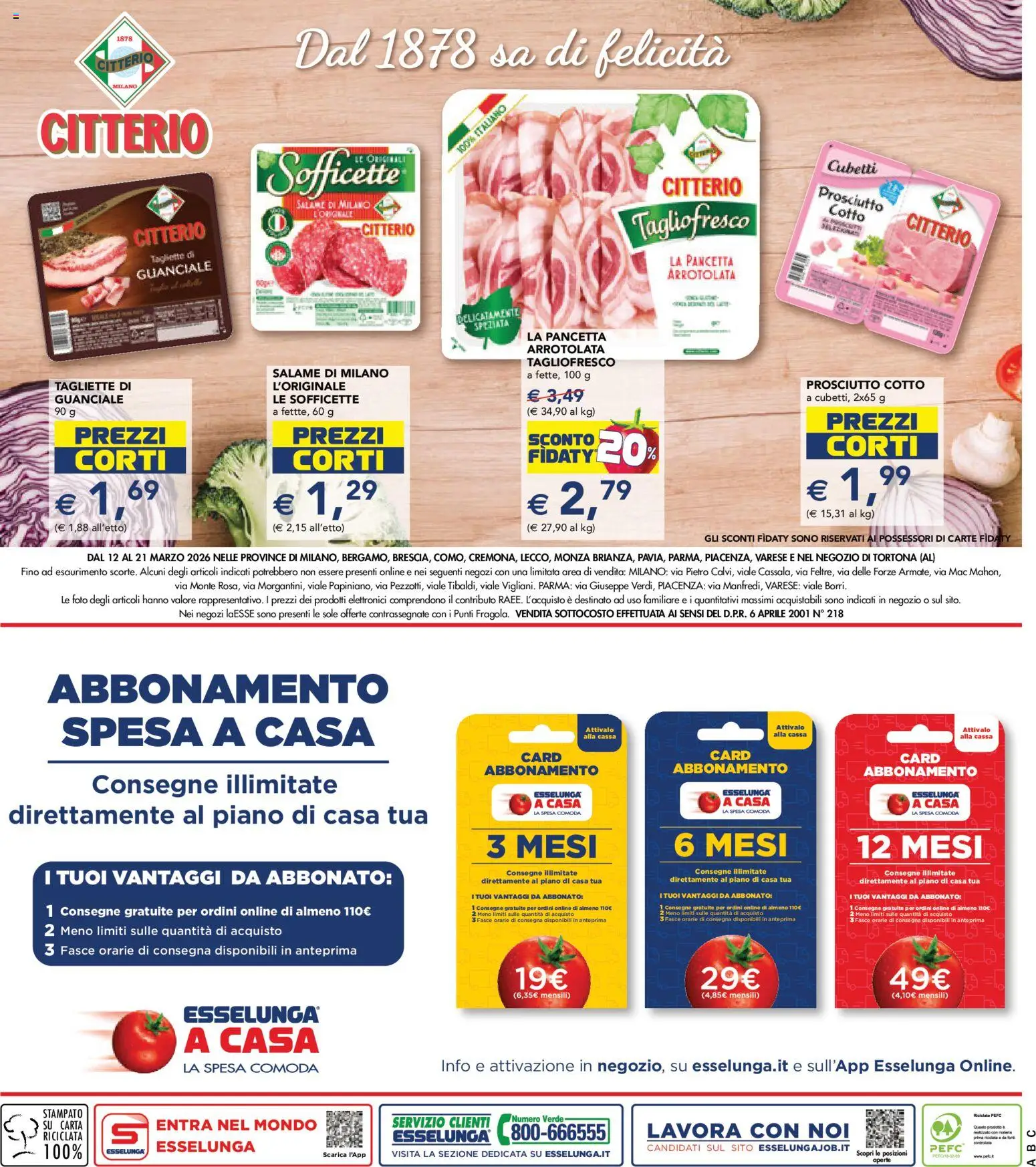 Volantino Esselunga S del 12.03.2026 | Pagina: 26 | Prodotti: Prosciutto Cotto, Salame, Pancetta, Prosciutto