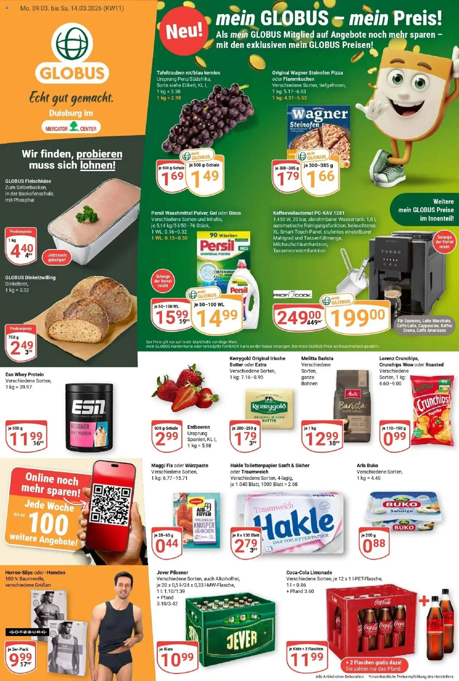 Globus prospekt Duisburg	 – gültig ab 09.03.2026 | Seite: 1 | Produkte: Maggi, Waschmittel, Erdbeeren, Persil
