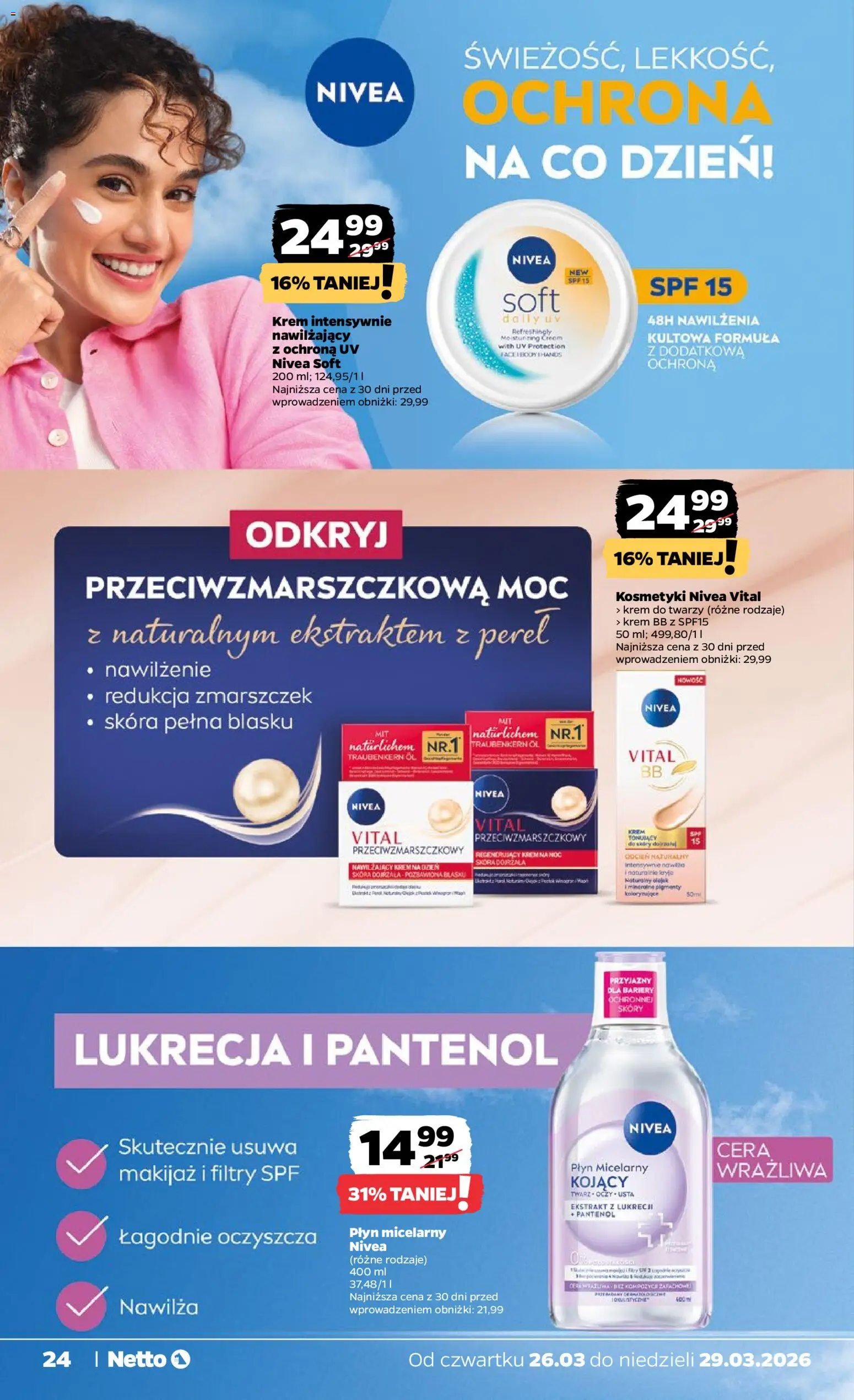 Netto gazetka od czwartku spożywcza od 26.03.2026 | Strona: 24 | Produkty: Makijaż, krem BB, Krem, Krem do twarzy