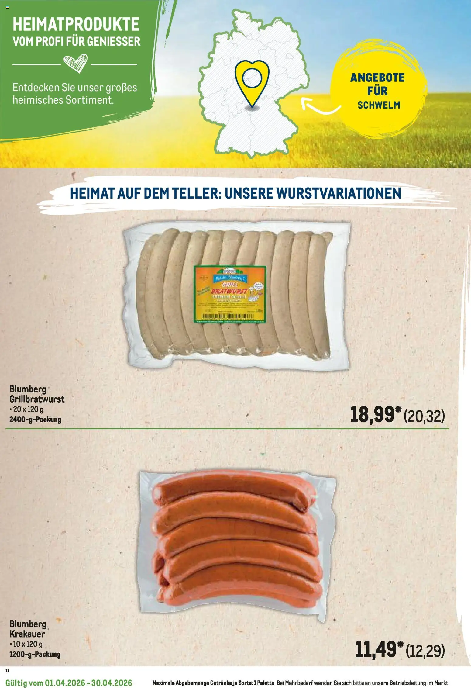 Metro Regionaler Flyer – gültig ab 01.04.2026 | Seite: 22 | Produkte: Bratwurst
