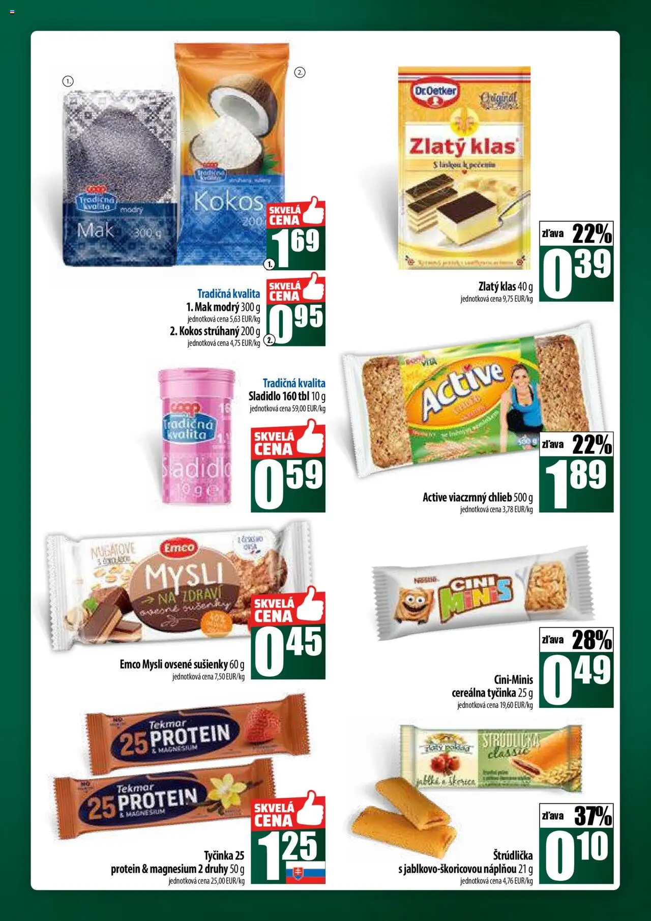 COOP Jednota široká ponuka │ platný od 14.08.2025 | Strana: 39 | Produkty: Chlieb, Protein, Zlatý klas, Mak