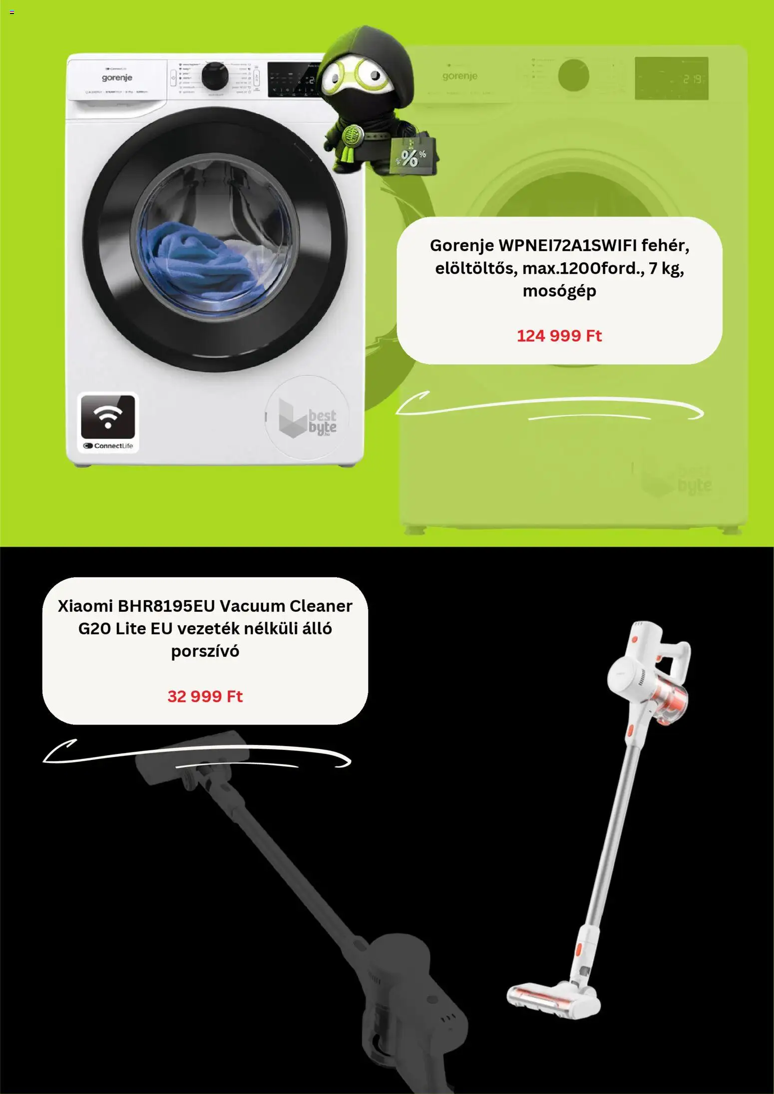 Best Byte akciós ujság - amely érvényes a következő dátumtól: 04.11.2025 | Oldal: 4 | Termékek: Álló porszívó, Mosógép, Porszívó, Xiaomi