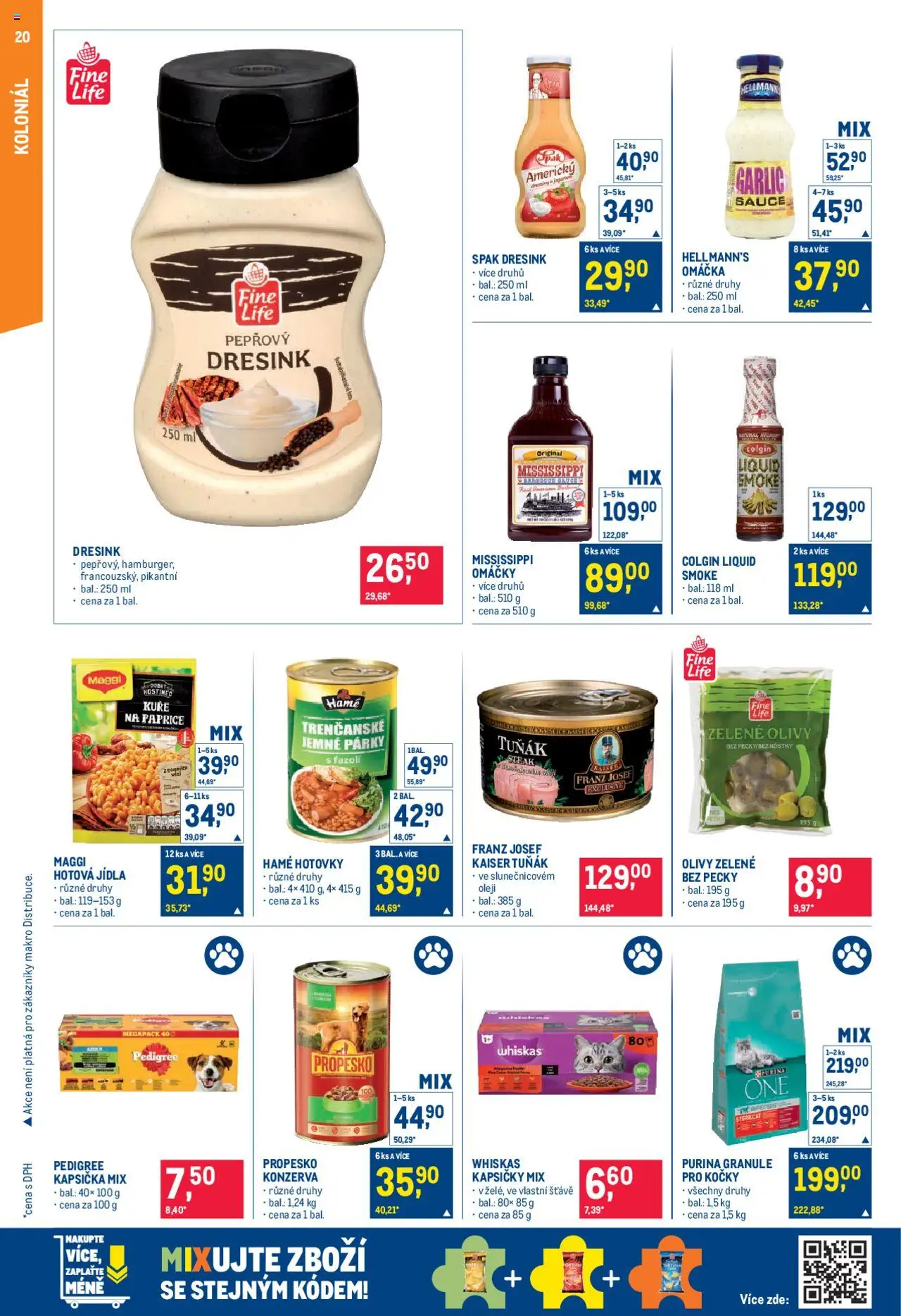 Makro leták - Pro milovníky jídla od 13.08.2025 | Strana: 20 | Produkty: Purina, Hotová jídla, Hotovky, Olivy